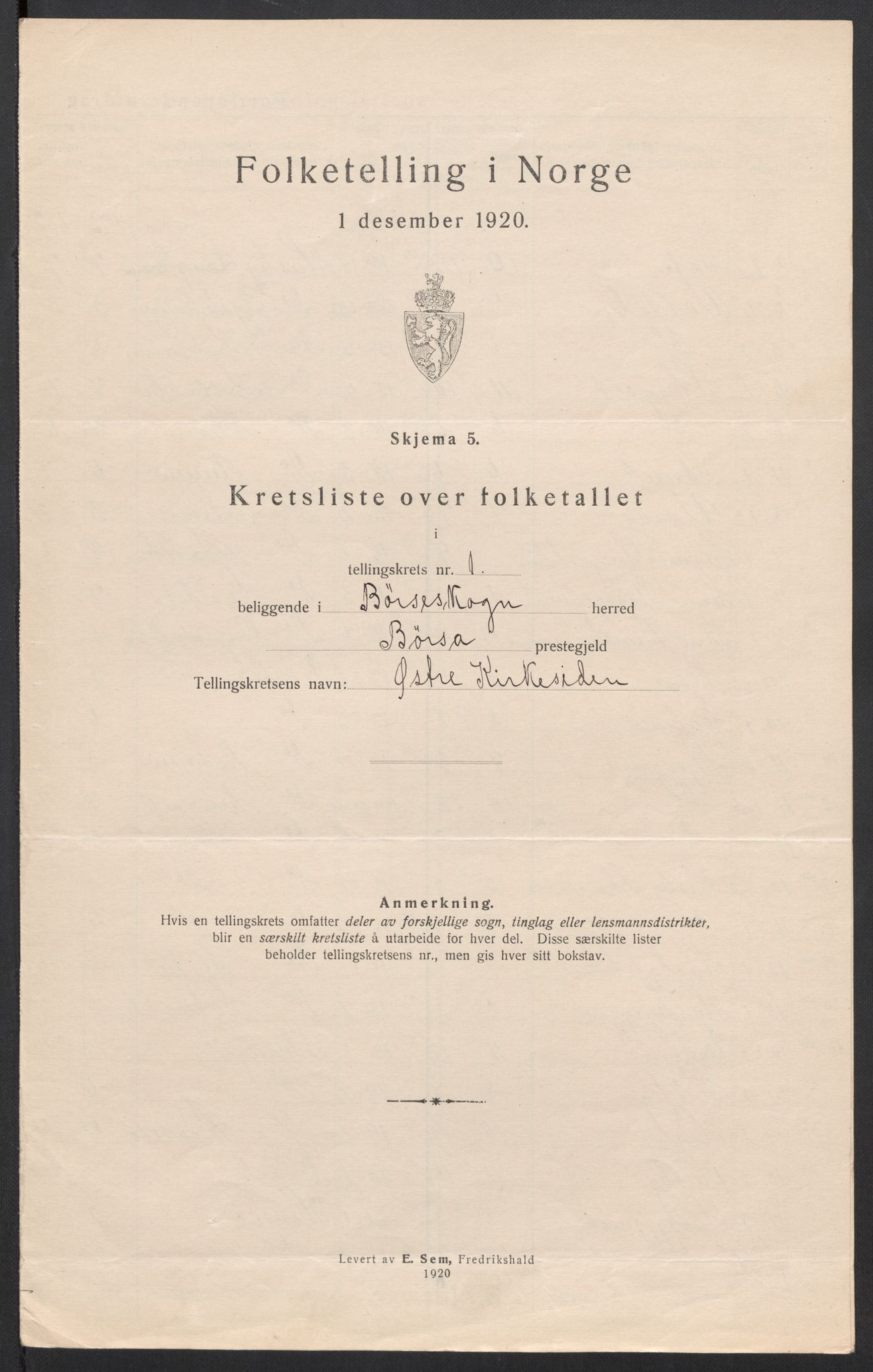 SAT, 1920 census for Børseskogn, 1920, p. 6