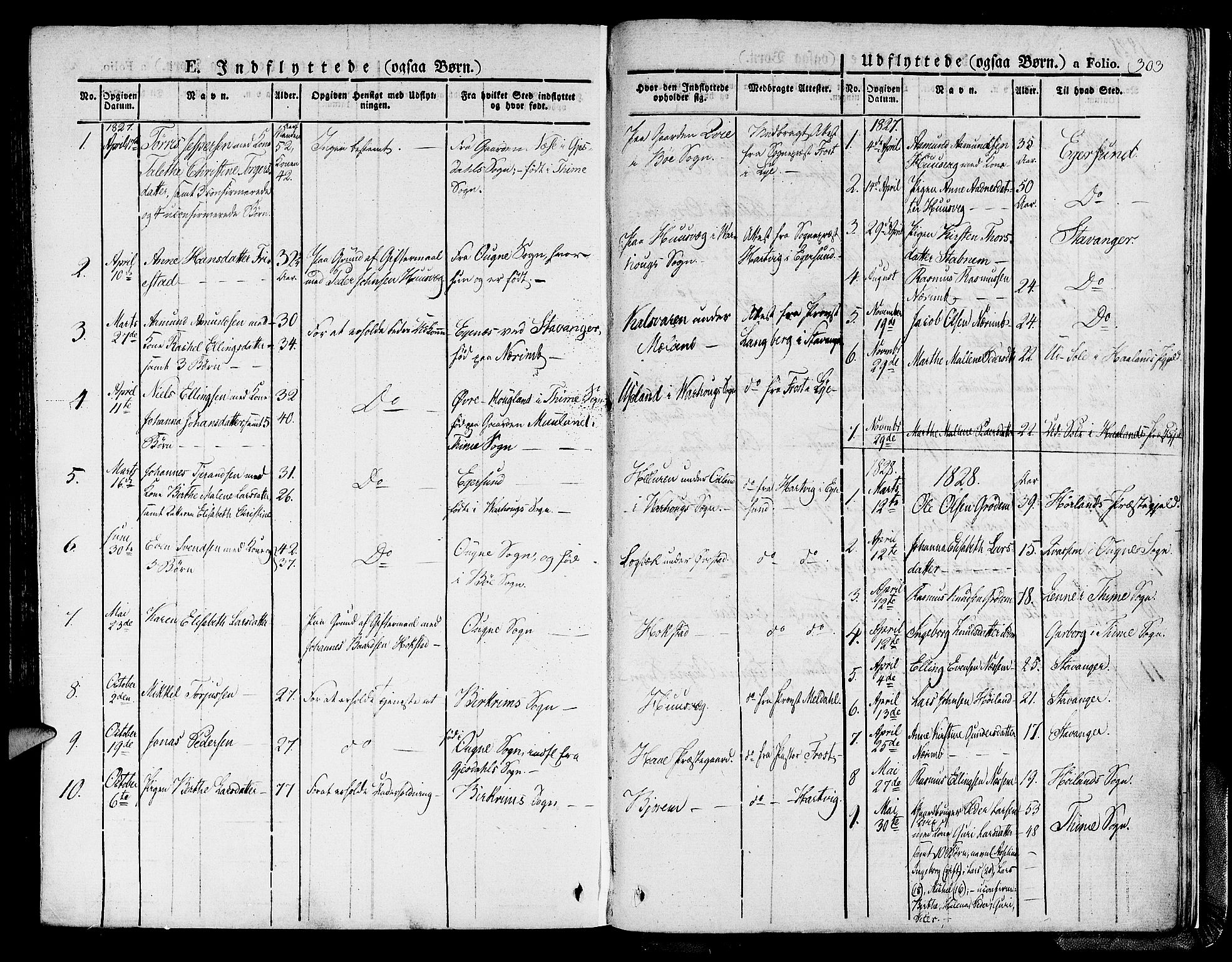 Hå sokneprestkontor, SAST/A-101801/001/30BA/L0004: Parish register (official) no. A 4.1 /1, 1826-1841, p. 303