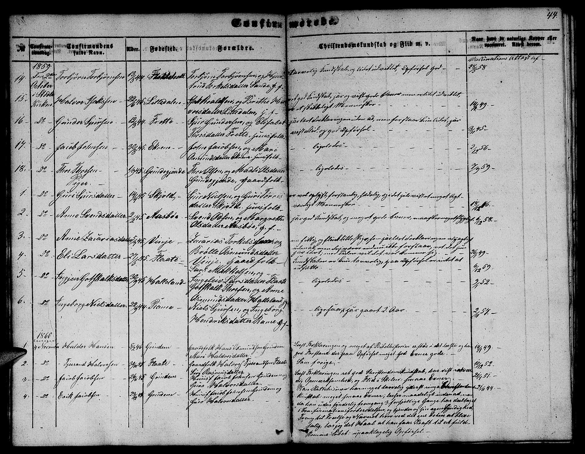 Etne sokneprestembete, SAB/A-75001/H/Hab: Parish register (copy) no. C 2, 1851-1865, p. 44