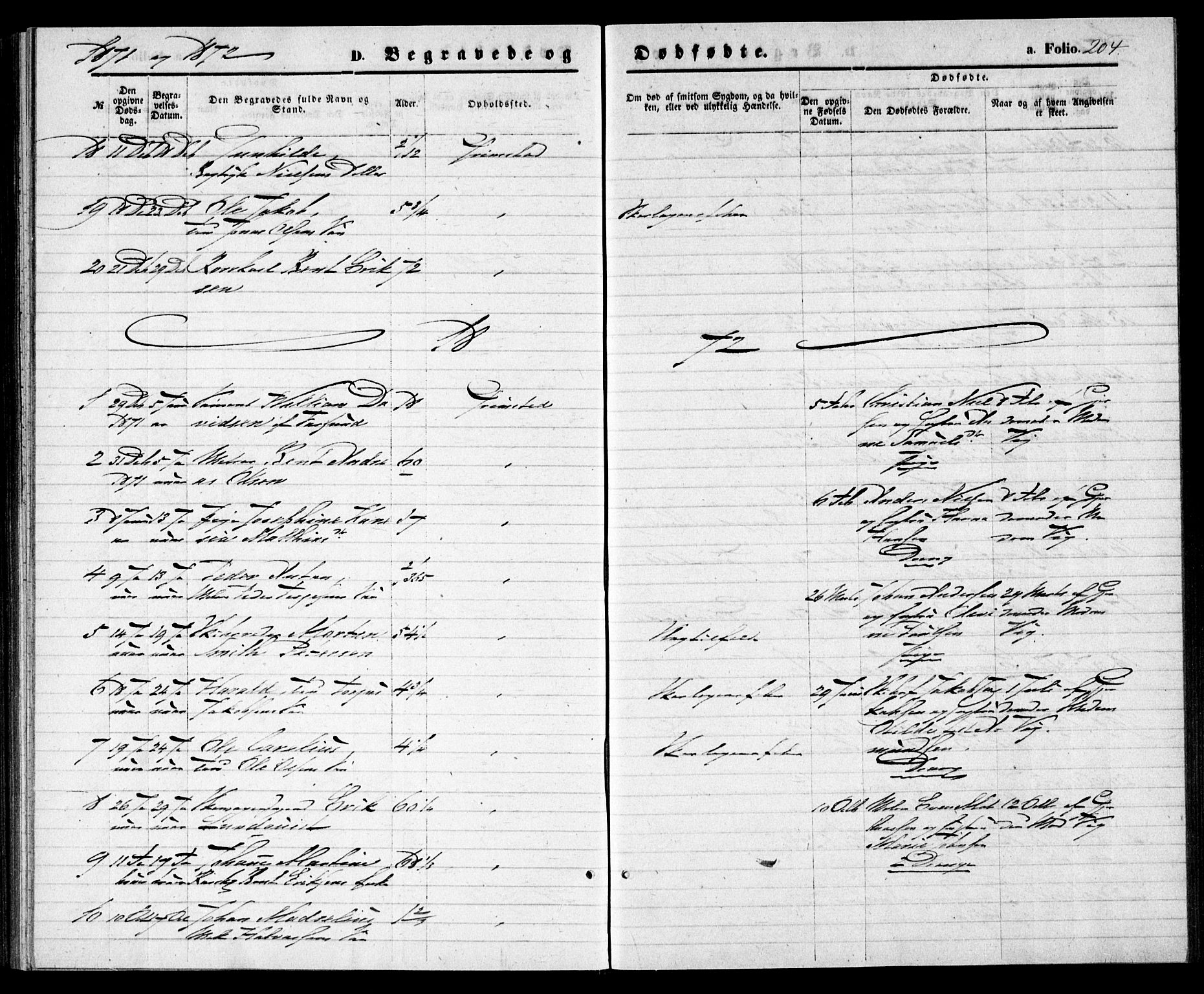Grimstad sokneprestkontor, SAK/1111-0017/F/Fa/L0002: Parish register (official) no. A 1, 1869-1881, p. 204