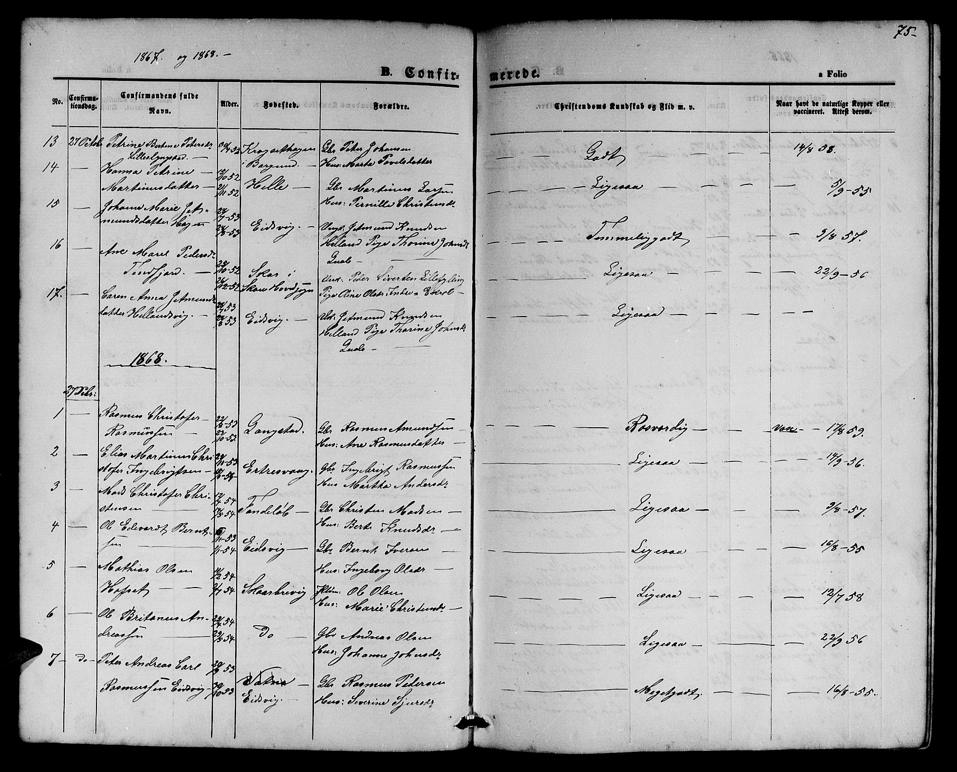 Ministerialprotokoller, klokkerbøker og fødselsregistre - Møre og Romsdal, AV/SAT-A-1454/525/L0375: Parish register (copy) no. 525C01, 1865-1879, p. 75