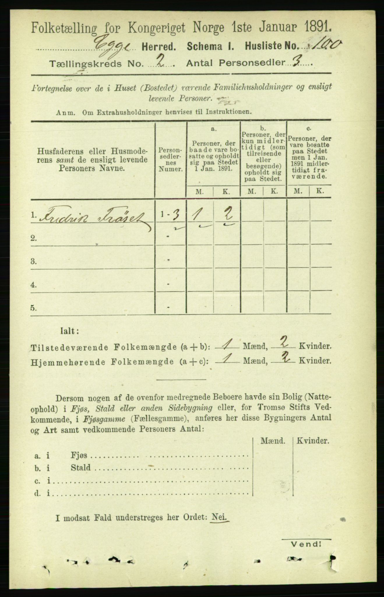 RA, 1891 census for 1733 Egge, 1891, p. 379