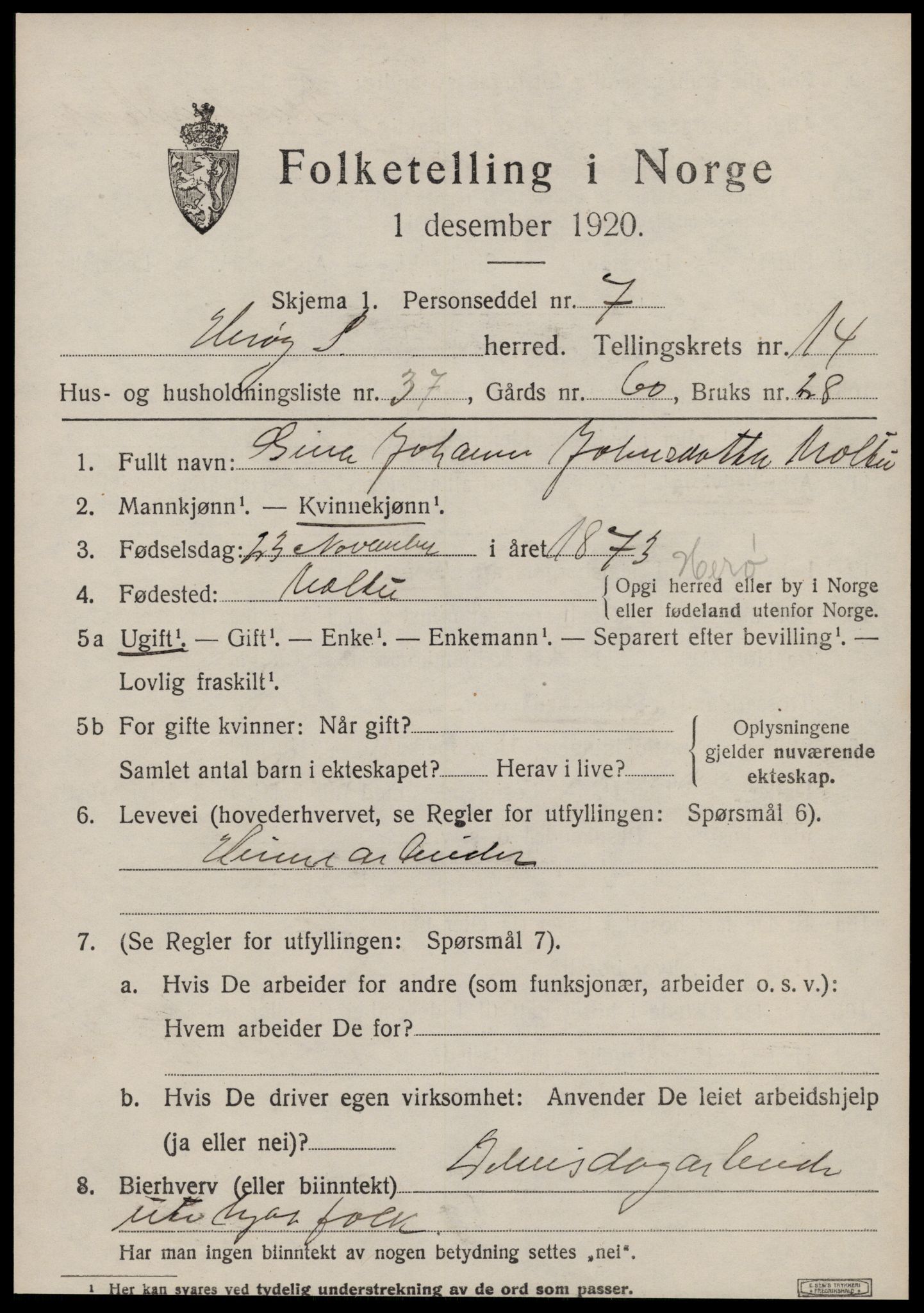 SAT, 1920 census for Herøy (MR), 1920, p. 9065