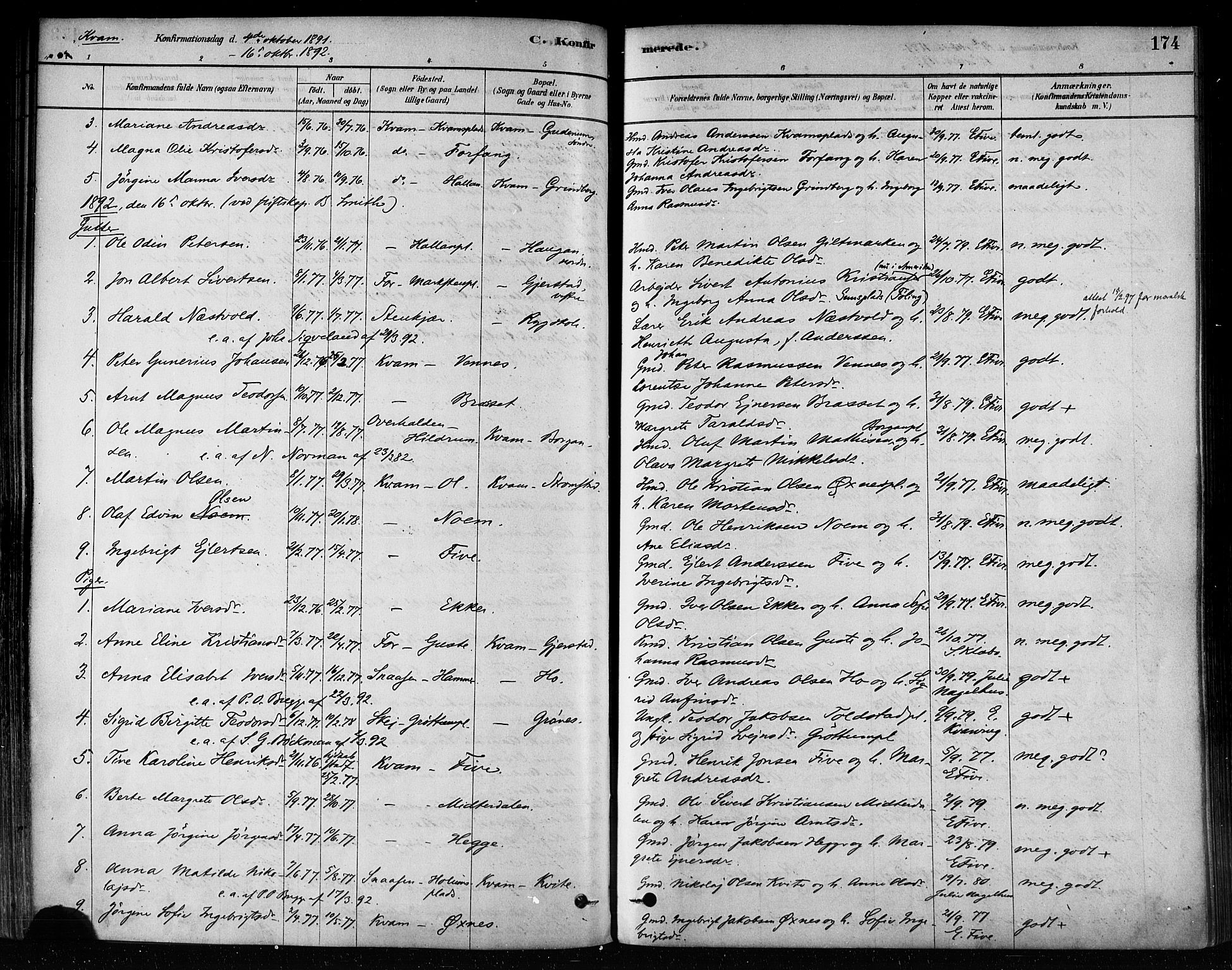 Ministerialprotokoller, klokkerbøker og fødselsregistre - Nord-Trøndelag, AV/SAT-A-1458/746/L0449: Parish register (official) no. 746A07 /2, 1878-1899, p. 174