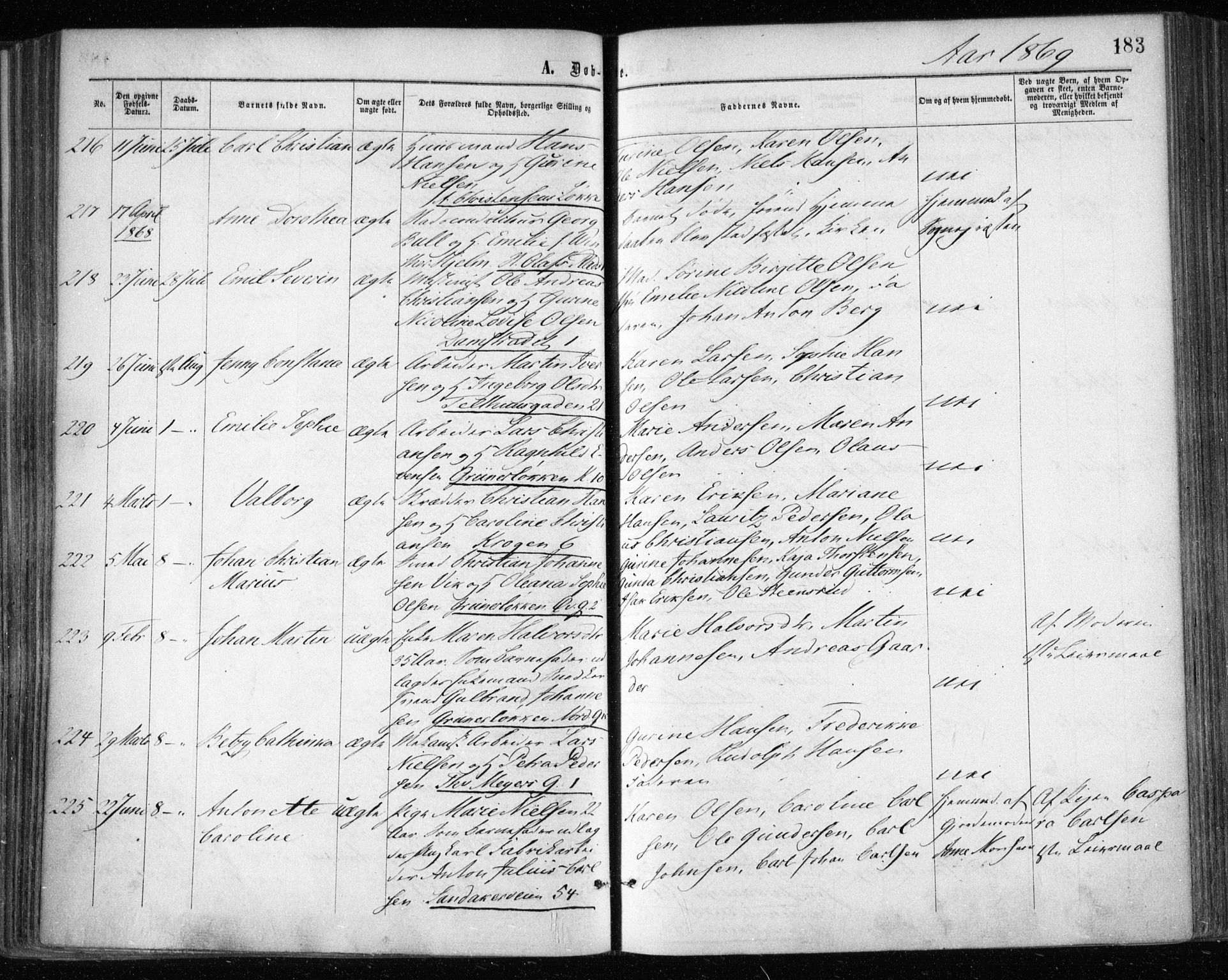 Gamle Aker prestekontor Kirkebøker, SAO/A-10617a/F/L0002: Parish register (official) no. 2, 1864-1872, p. 183