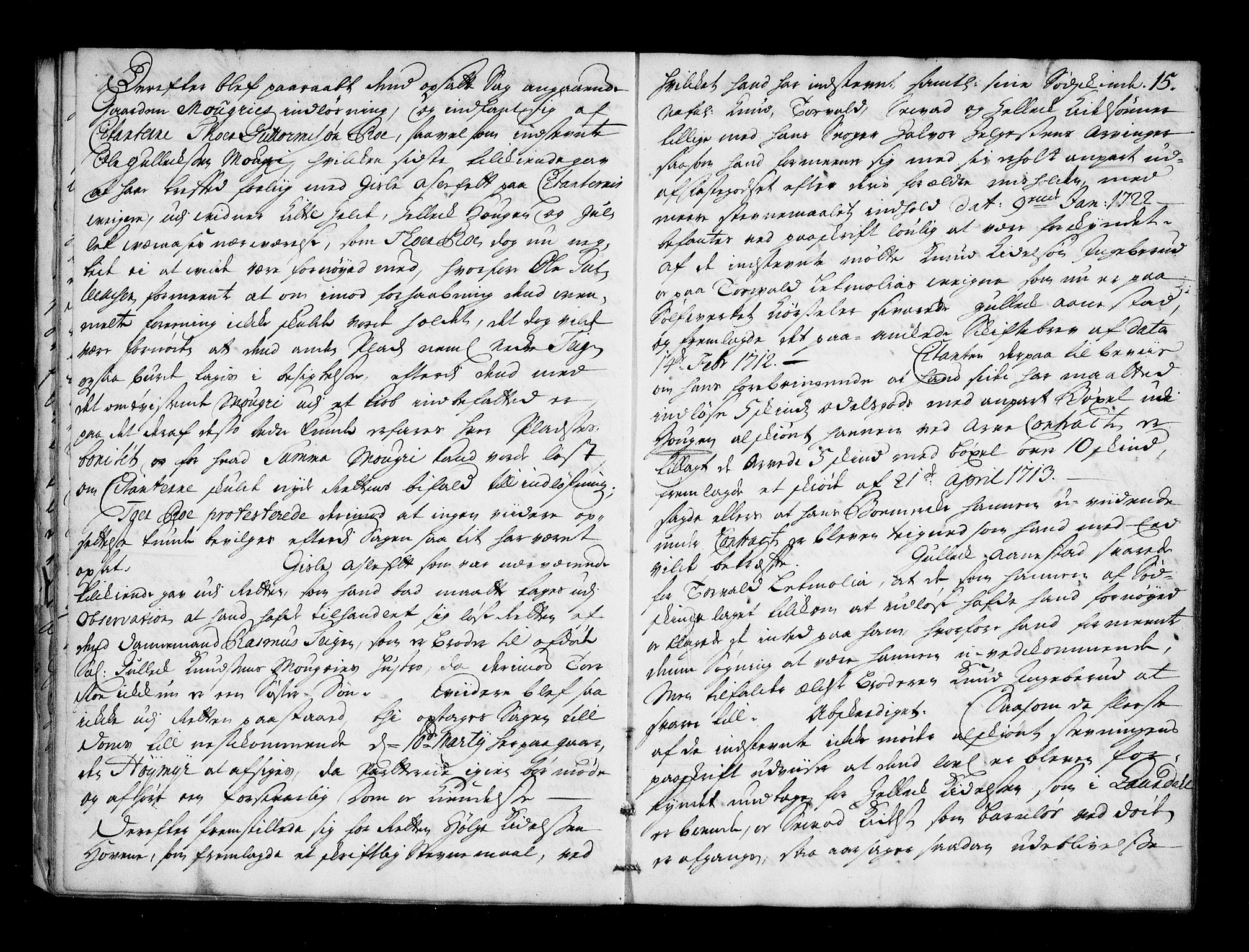 Numedal og Sandsvær sorenskriveri, AV/SAKO-A-128/F/Fa/Faa/L0052: Tingbok, 1722, p. 14b-15a