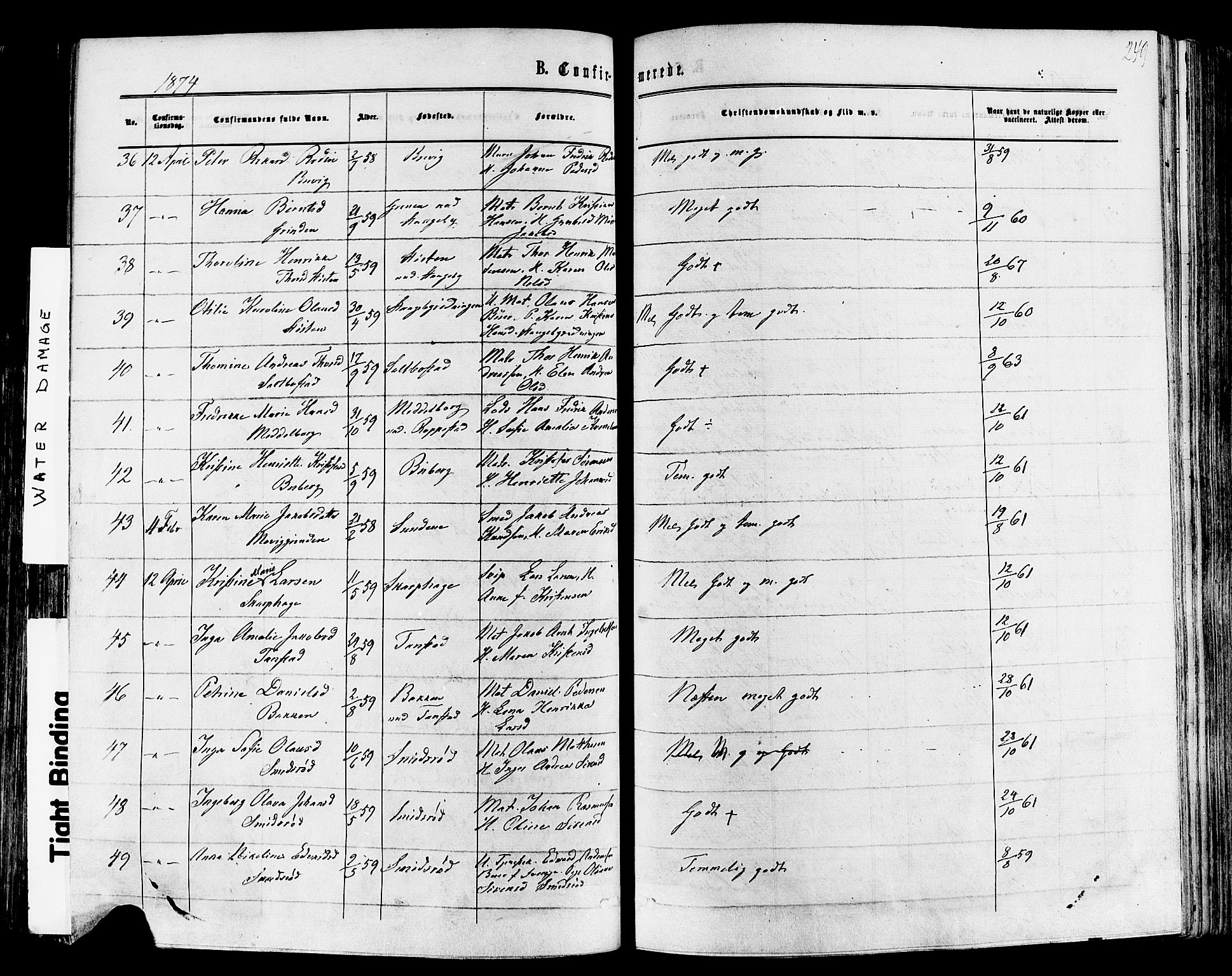 Nøtterøy kirkebøker, SAKO/A-354/F/Fa/L0007: Parish register (official) no. I 7, 1865-1877, p. 249