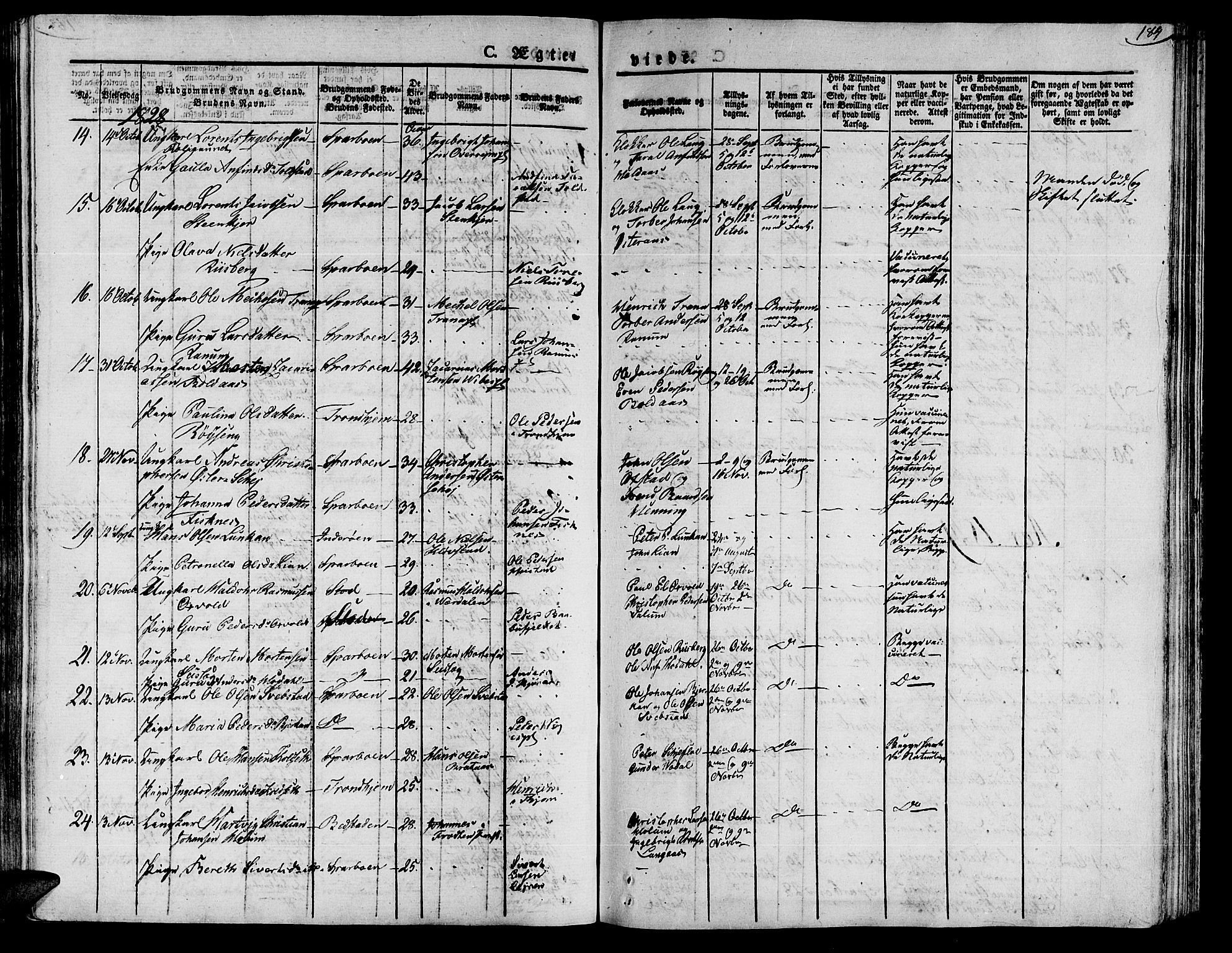 Ministerialprotokoller, klokkerbøker og fødselsregistre - Nord-Trøndelag, SAT/A-1458/735/L0336: Parish register (official) no. 735A05 /1, 1825-1835, p. 184