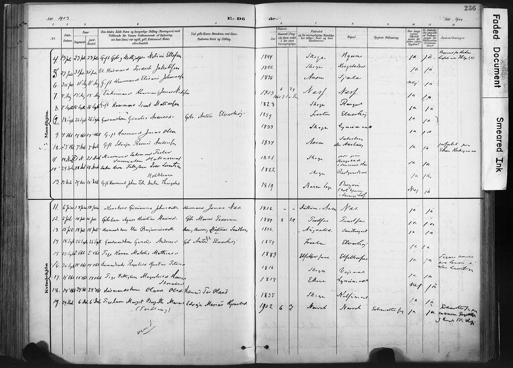 Ministerialprotokoller, klokkerbøker og fødselsregistre - Nord-Trøndelag, SAT/A-1458/717/L0162: Parish register (official) no. 717A12, 1898-1923, p. 236