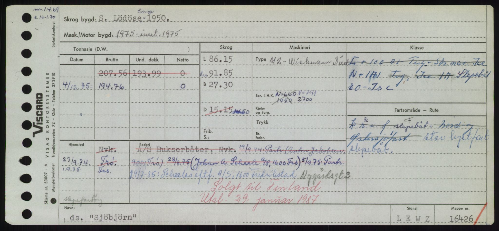 Sjøfartsdirektoratet med forløpere, Skipsmålingen, RA/S-1627/H/Hd/L0033: Fartøy, Sevi-Sjø, p. 339