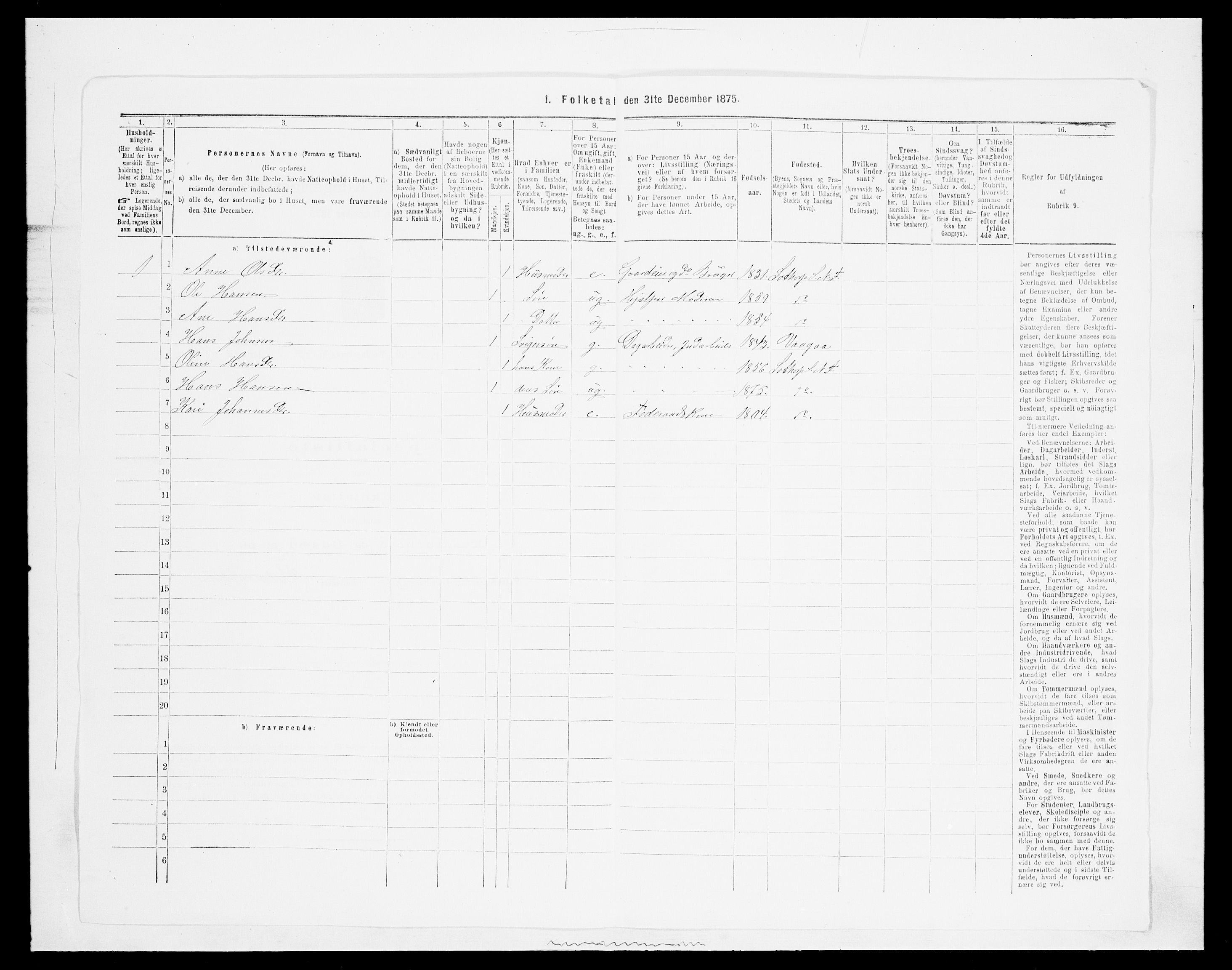 SAH, 1875 census for 0518P Nord-Fron, 1875, p. 752