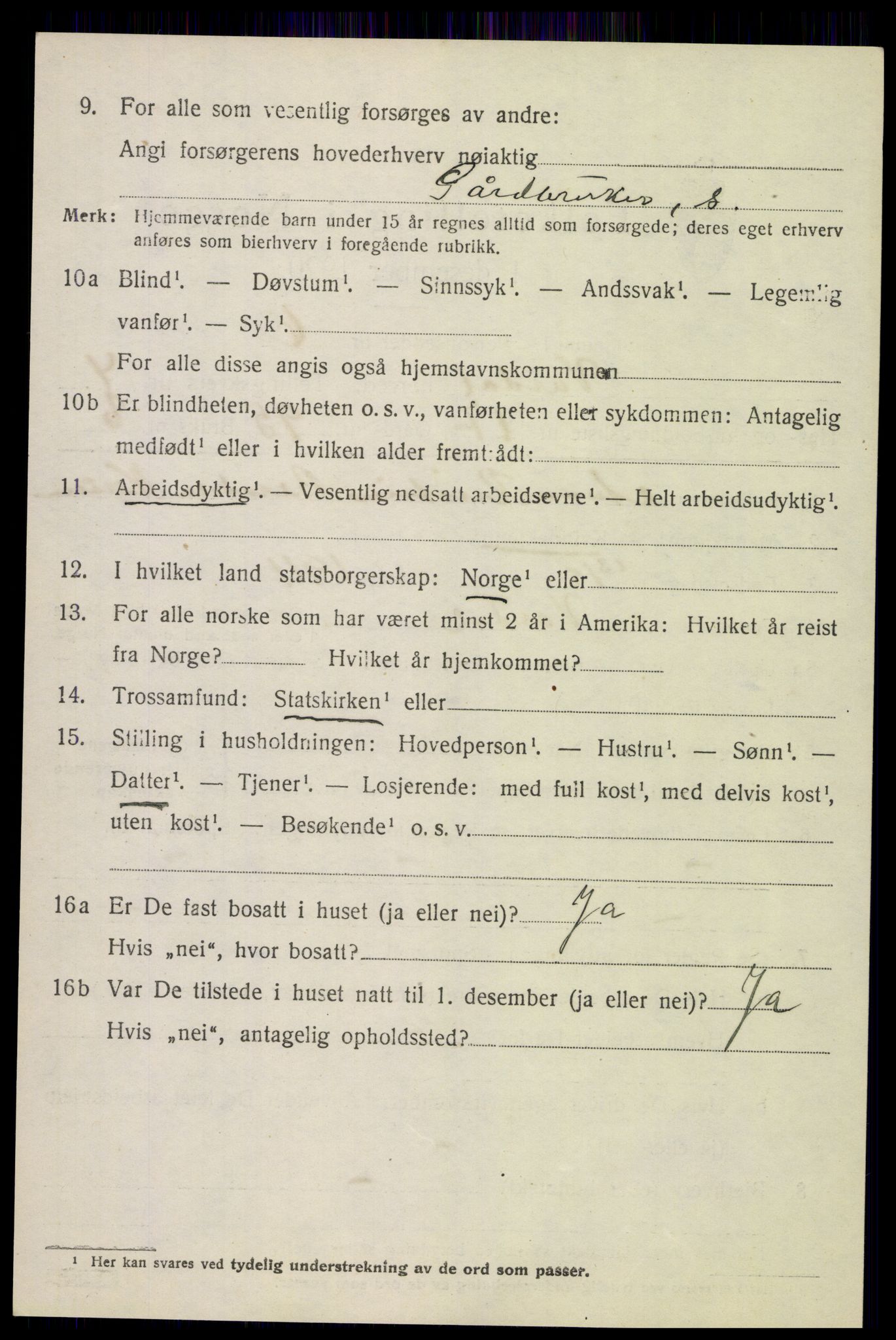 SAH, 1920 census for Vardal, 1920, p. 3032