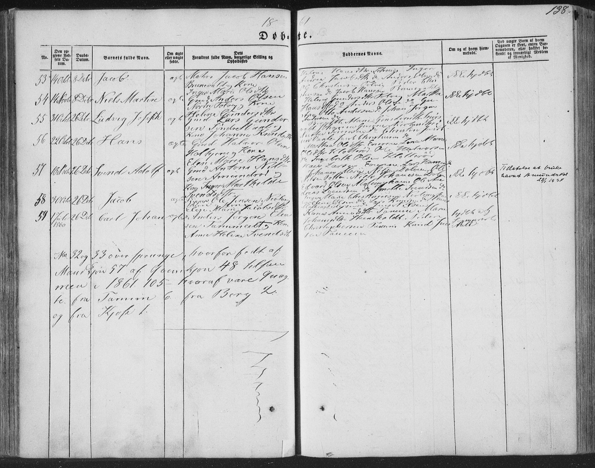 Brunlanes kirkebøker, AV/SAKO-A-342/F/Fa/L0004: Parish register (official) no. I 4, 1846-1862, p. 138