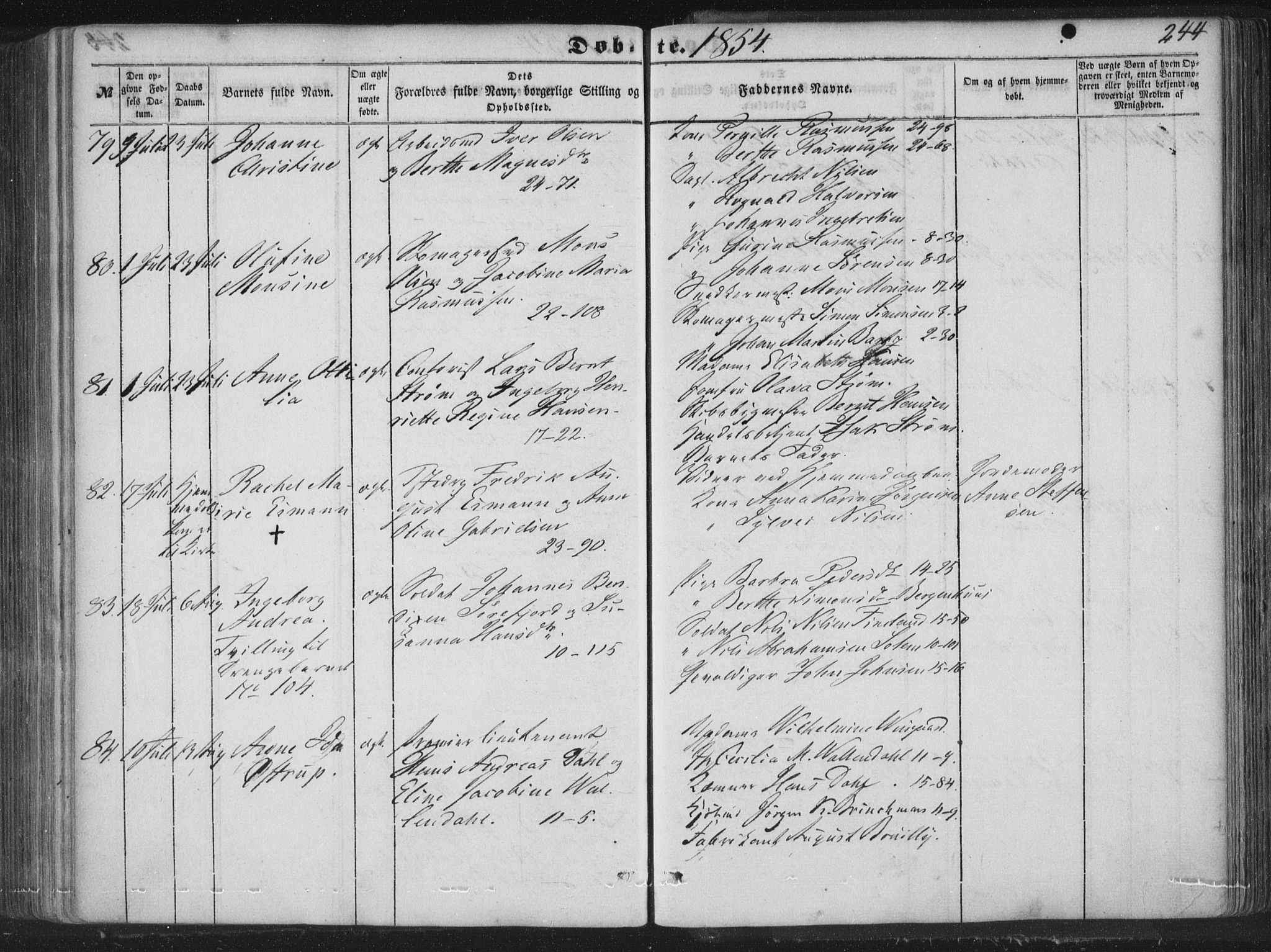 Korskirken sokneprestembete, AV/SAB-A-76101/H/Haa/L0017: Parish register (official) no. B 3, 1851-1857, p. 244