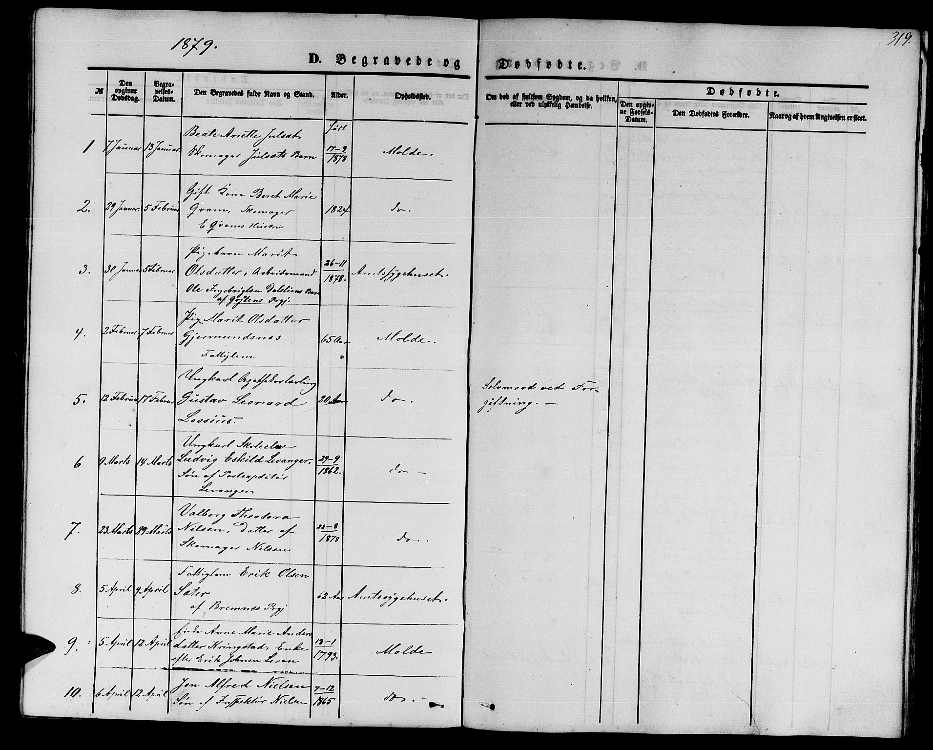Ministerialprotokoller, klokkerbøker og fødselsregistre - Møre og Romsdal, AV/SAT-A-1454/558/L0701: Parish register (copy) no. 558C02, 1862-1879, p. 319