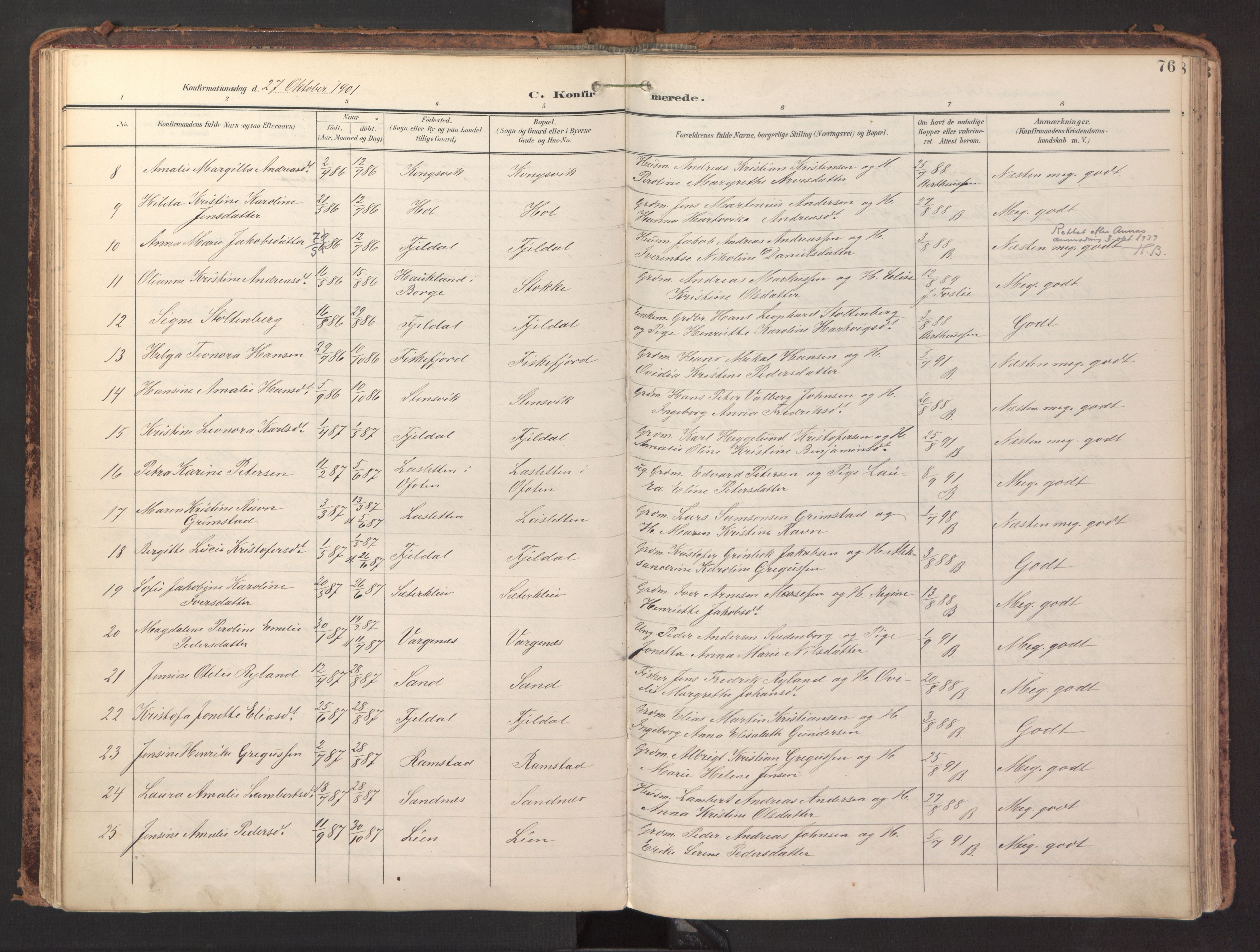 Ministerialprotokoller, klokkerbøker og fødselsregistre - Nordland, AV/SAT-A-1459/865/L0926: Parish register (official) no. 865A04, 1897-1912, p. 76