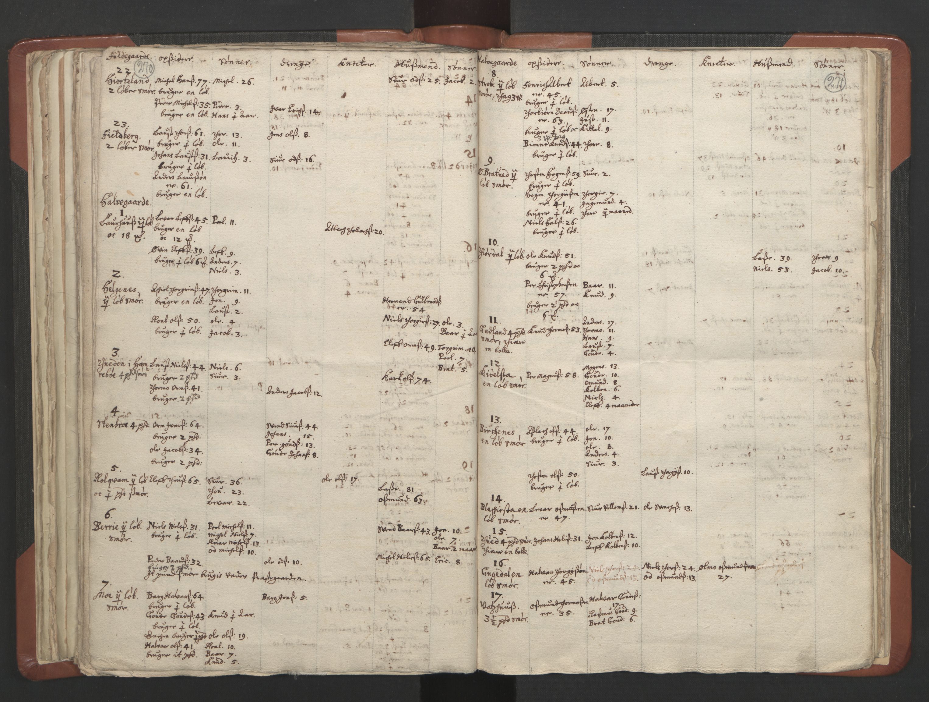 RA, Vicar's Census 1664-1666, no. 19: Ryfylke deanery, 1664-1666, p. 270-271