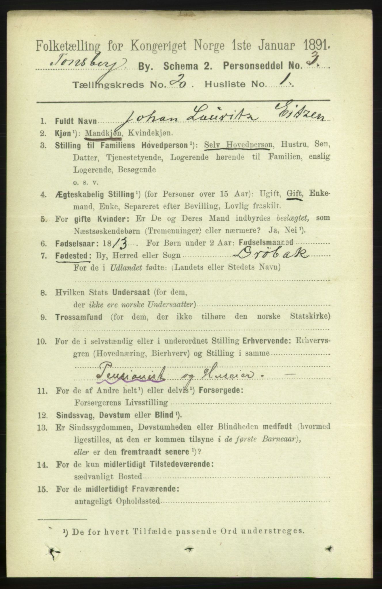 RA, 1891 census for 0705 Tønsberg, 1891, p. 5382