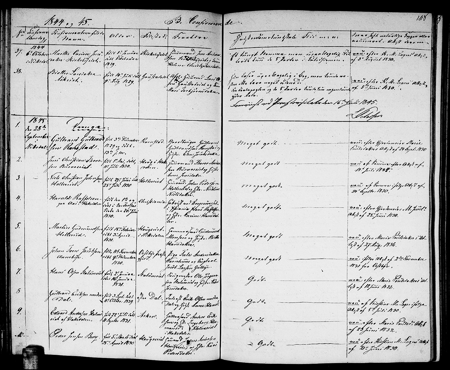 Nittedal prestekontor Kirkebøker, SAO/A-10365a/F/Fa/L0004: Parish register (official) no. I 4, 1836-1849, p. 168