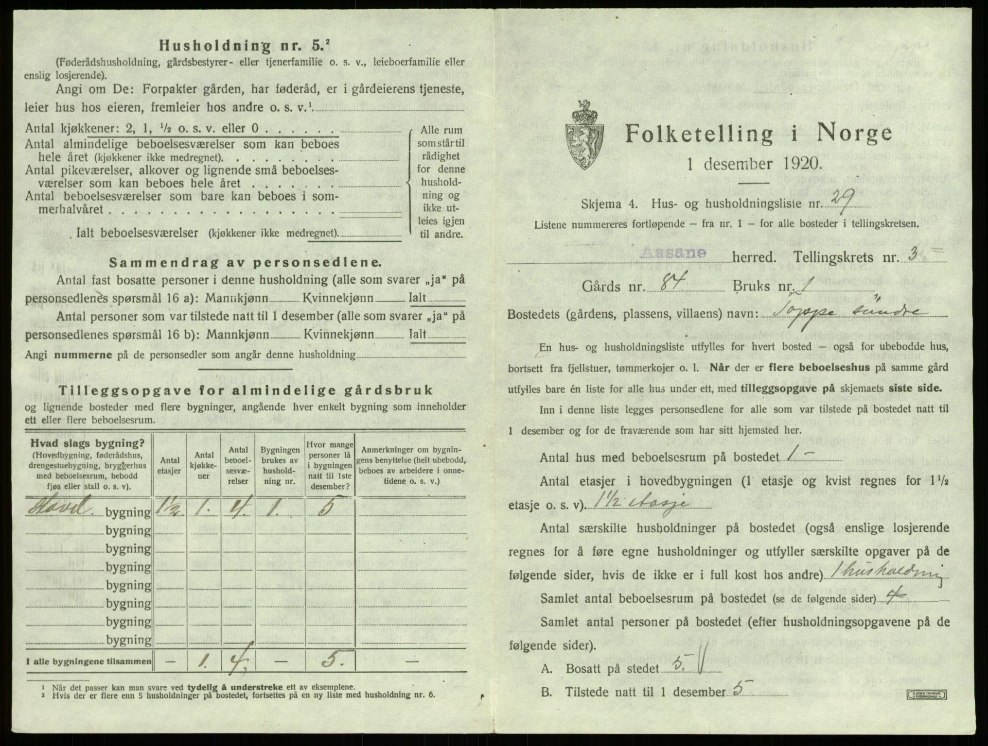 SAB, 1920 census for Åsane, 1920, p. 253