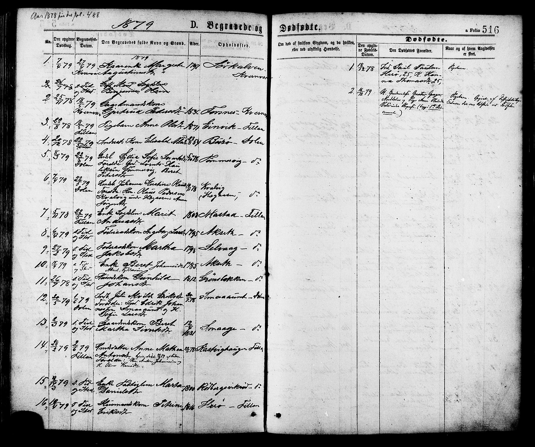 Ministerialprotokoller, klokkerbøker og fødselsregistre - Sør-Trøndelag, SAT/A-1456/634/L0532: Parish register (official) no. 634A08, 1871-1881, p. 516
