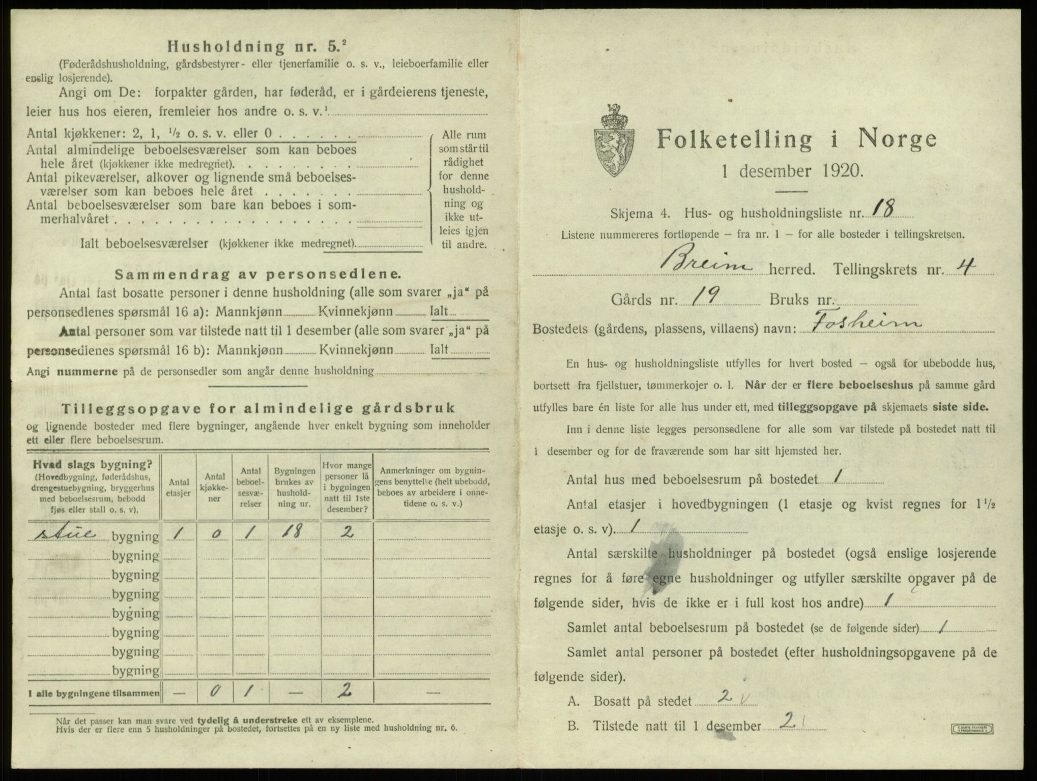 SAB, 1920 census for Breim, 1920, p. 362