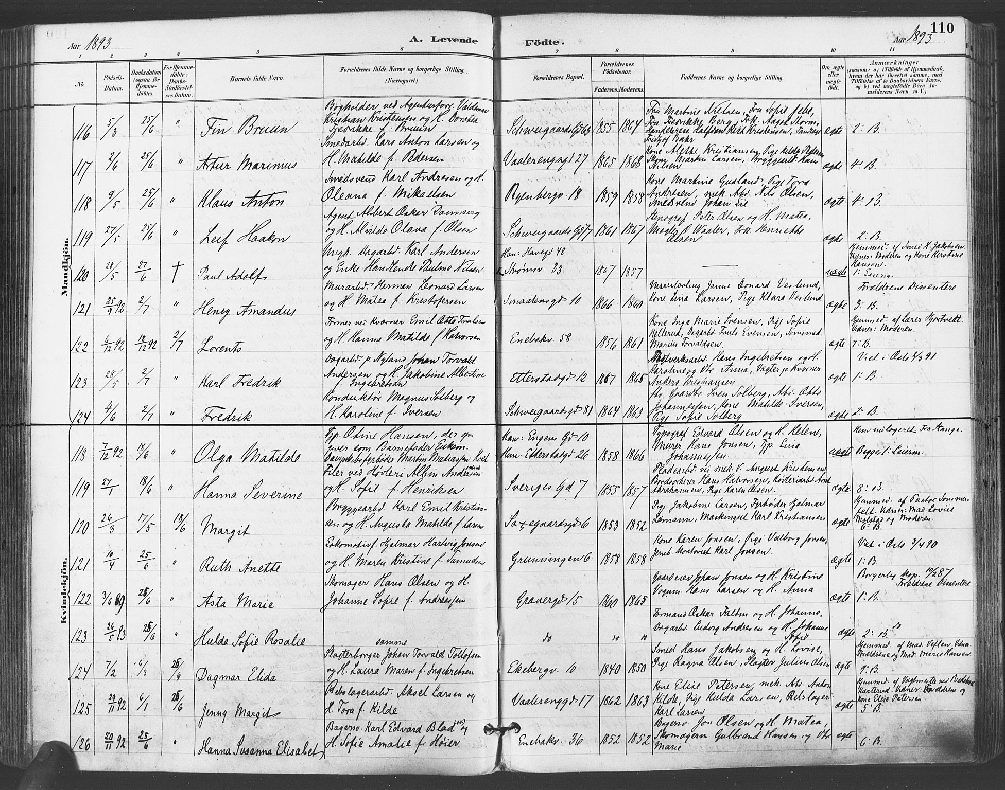 Gamlebyen prestekontor Kirkebøker, SAO/A-10884/F/Fa/L0007: Parish register (official) no. 7, 1889-1899, p. 110