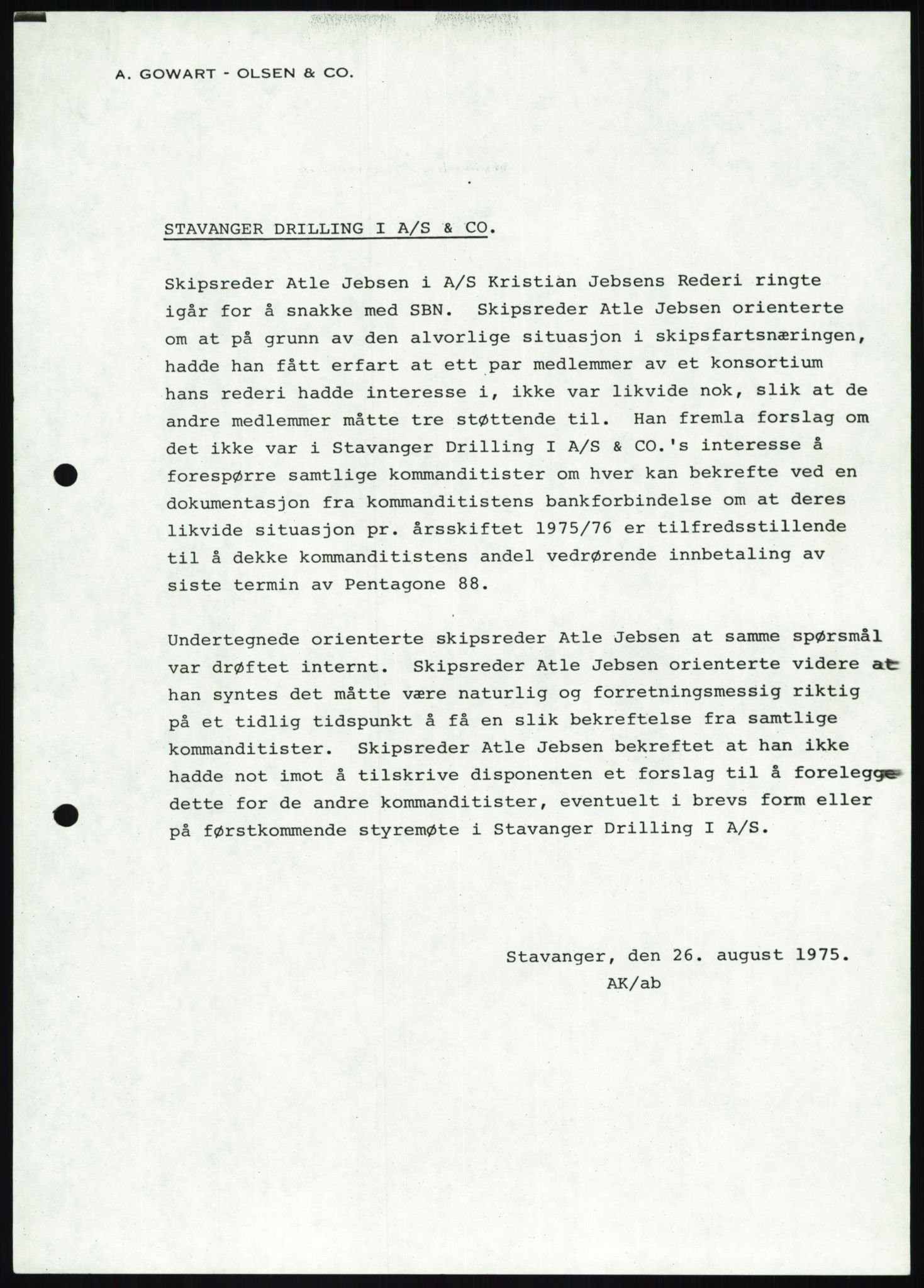 Pa 1503 - Stavanger Drilling AS, AV/SAST-A-101906/D/L0006: Korrespondanse og saksdokumenter, 1974-1984, p. 824