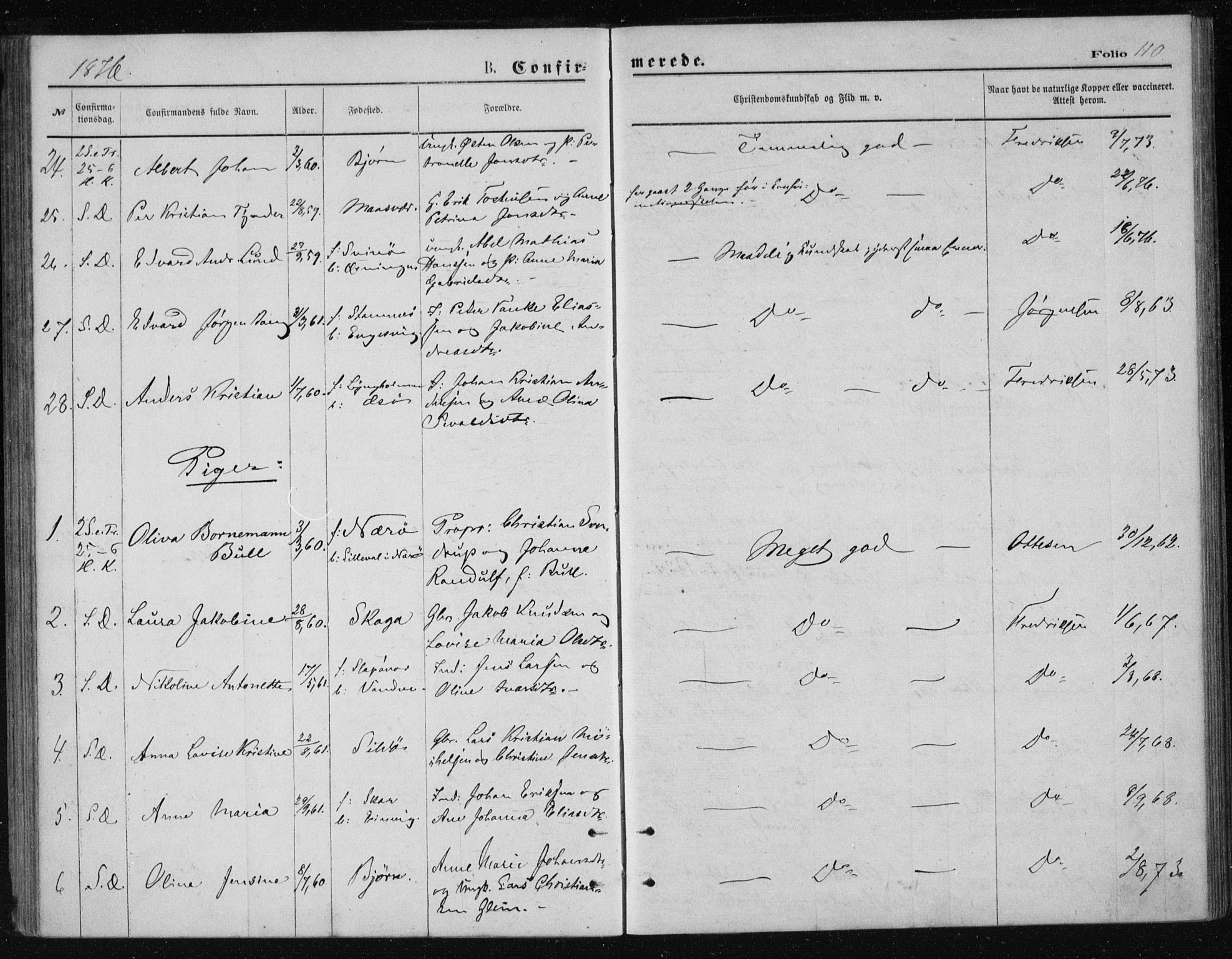 Ministerialprotokoller, klokkerbøker og fødselsregistre - Nordland, AV/SAT-A-1459/834/L0506: Parish register (official) no. 834A04, 1872-1878, p. 110