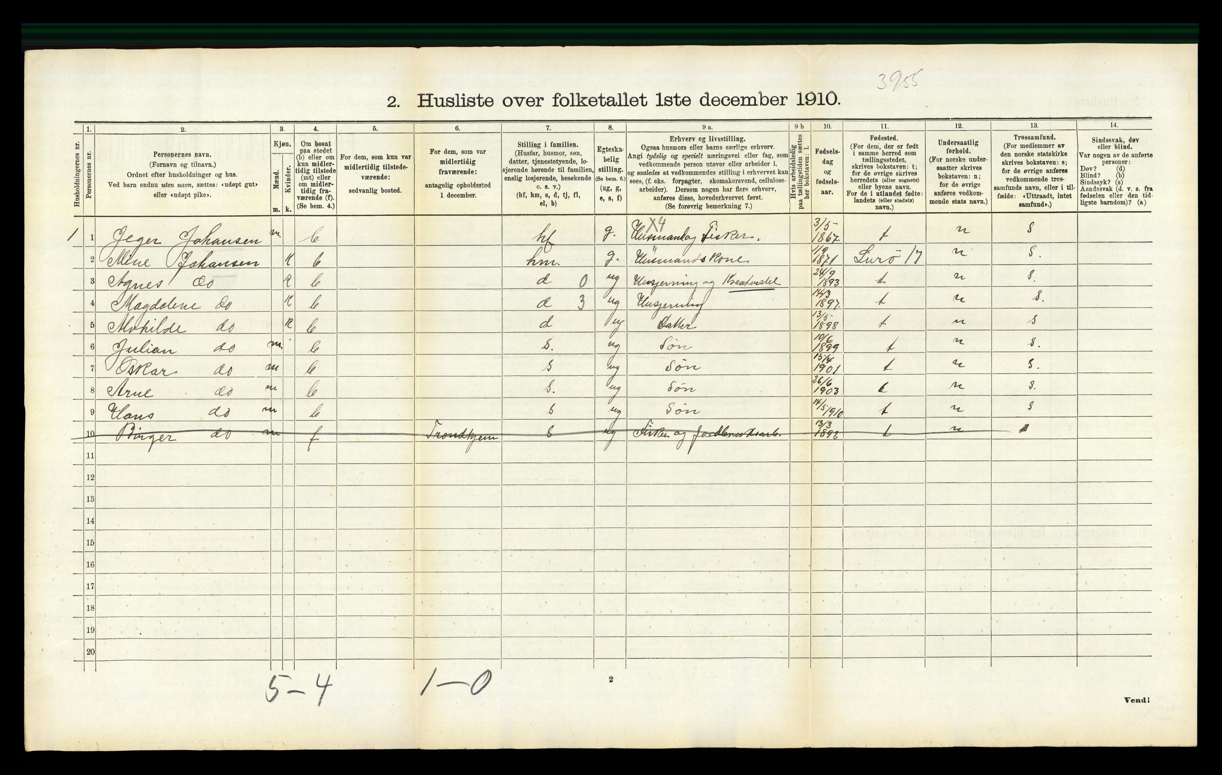 RA, 1910 census for Brønnøy, 1910, p. 590