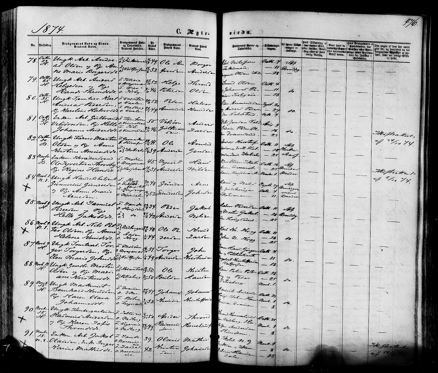 Eiker kirkebøker, SAKO/A-4/F/Fa/L0017: Parish register (official) no. I 17, 1869-1877, p. 476