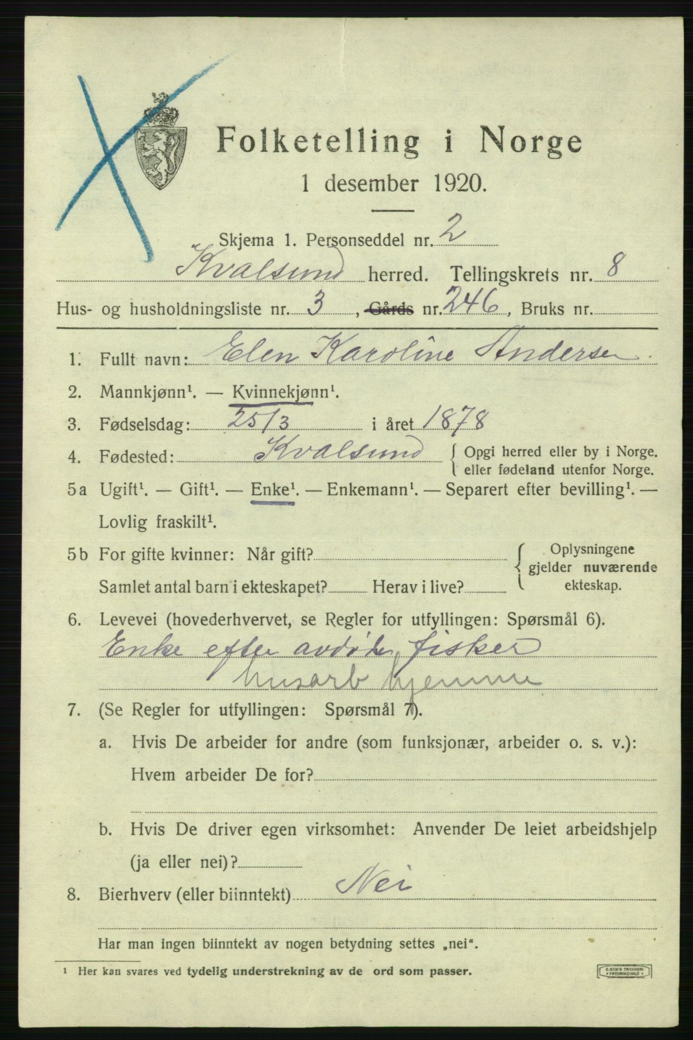 SATØ, 1920 census for , 1920, p. 2460