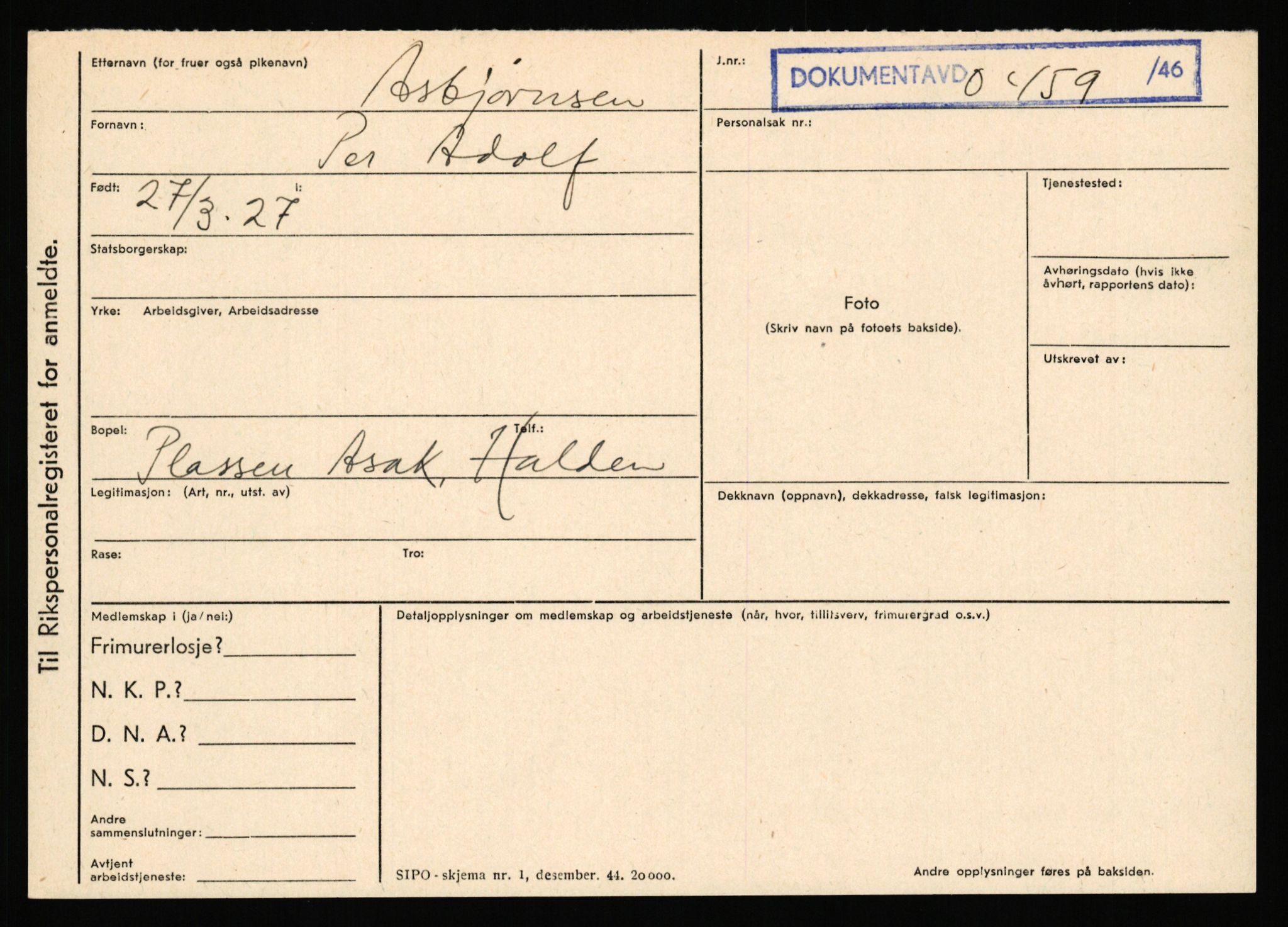 Statspolitiet - Hovedkontoret / Osloavdelingen, AV/RA-S-1329/C/Ca/L0002: Arneberg - Brand, 1943-1945, p. 346