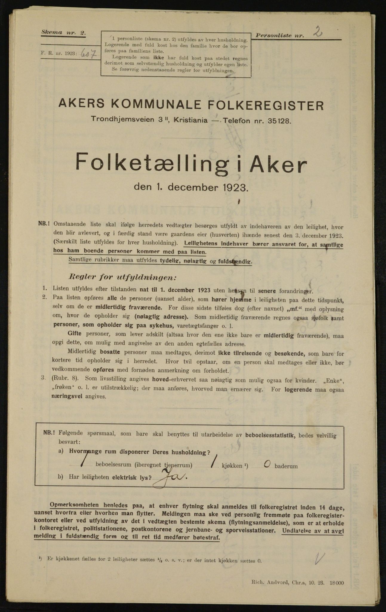 , Municipal Census 1923 for Aker, 1923, p. 11225