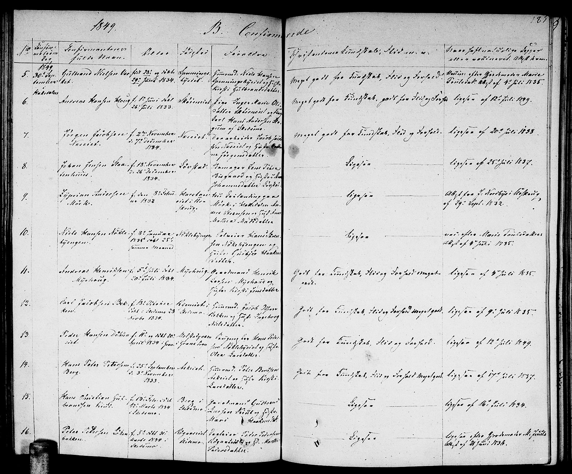 Nittedal prestekontor Kirkebøker, AV/SAO-A-10365a/F/Fa/L0004: Parish register (official) no. I 4, 1836-1849, p. 185