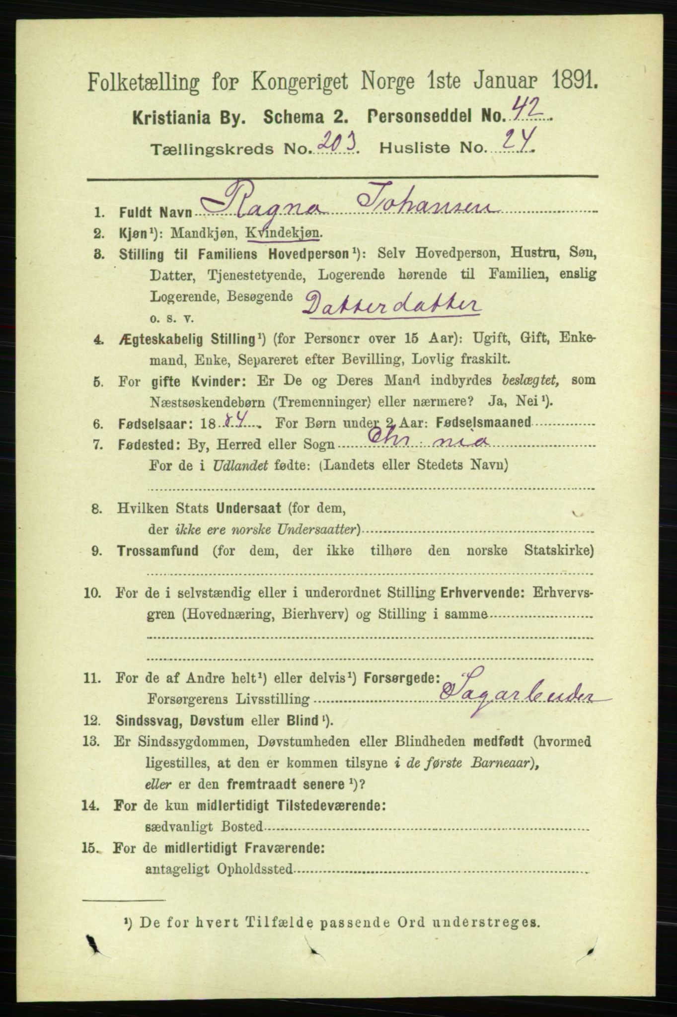 RA, 1891 census for 0301 Kristiania, 1891, p. 122539