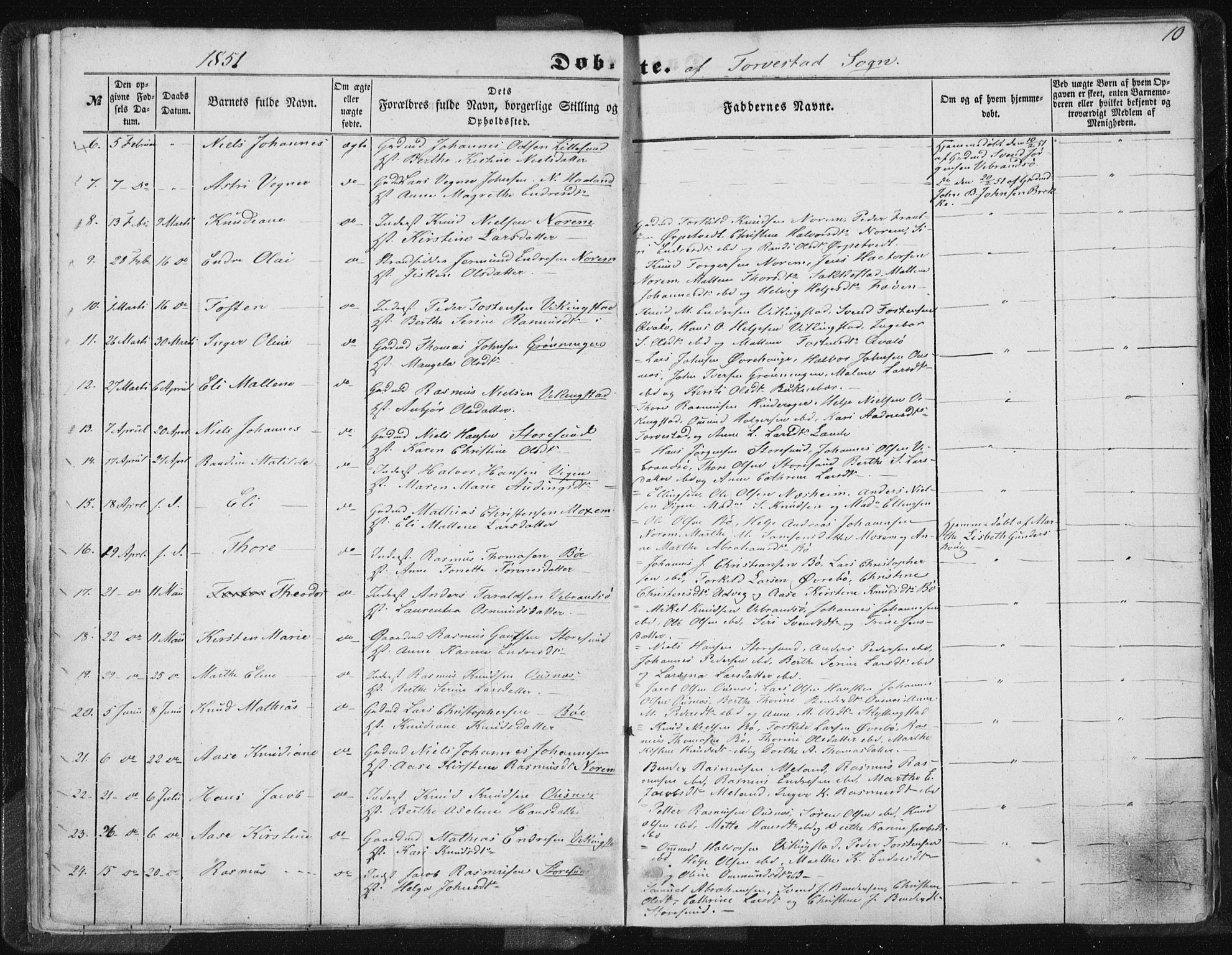 Torvastad sokneprestkontor, AV/SAST-A -101857/H/Ha/Haa/L0008: Parish register (official) no. A 8, 1847-1856, p. 10