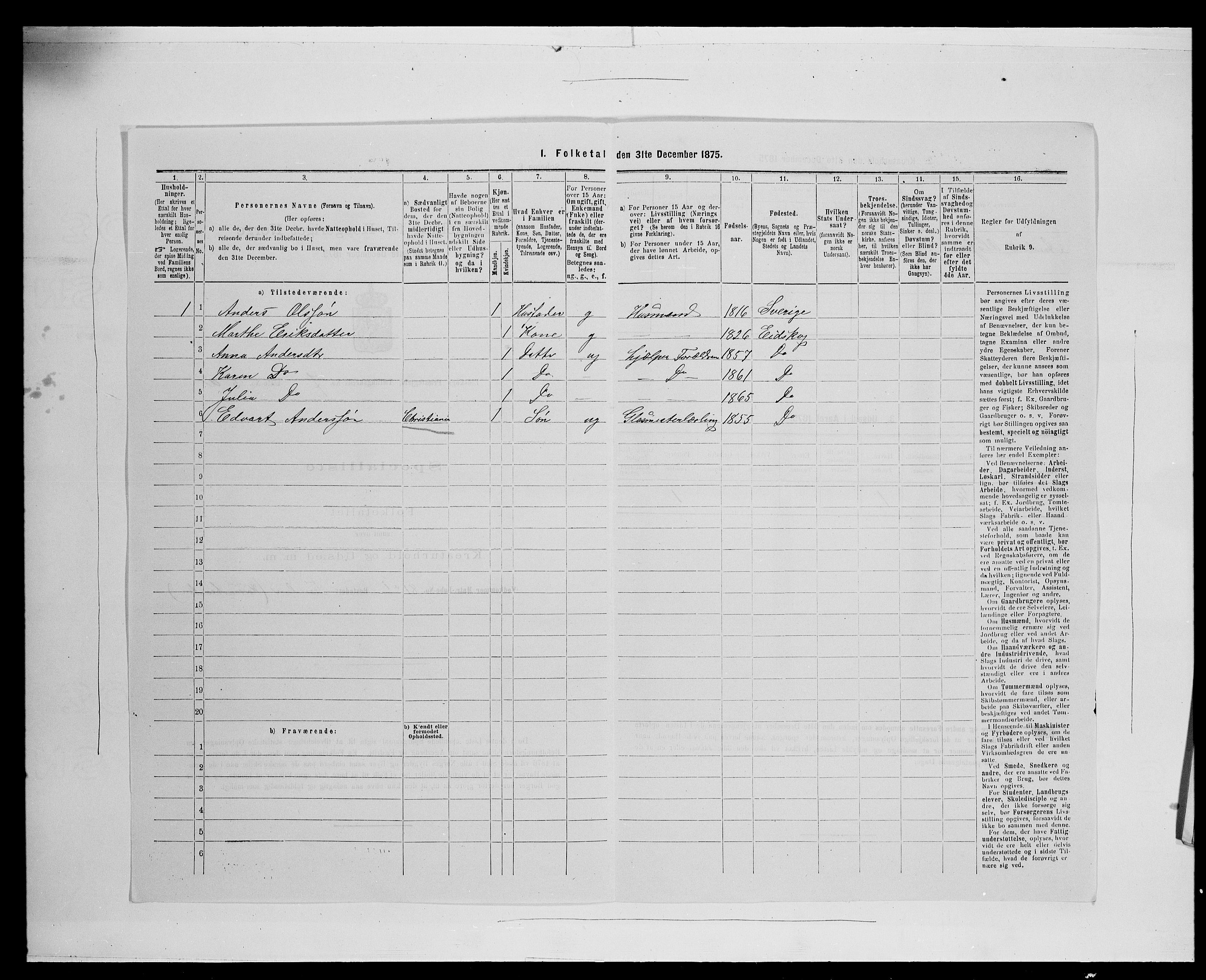 SAH, 1875 census for 0420P Eidskog, 1875, p. 1239