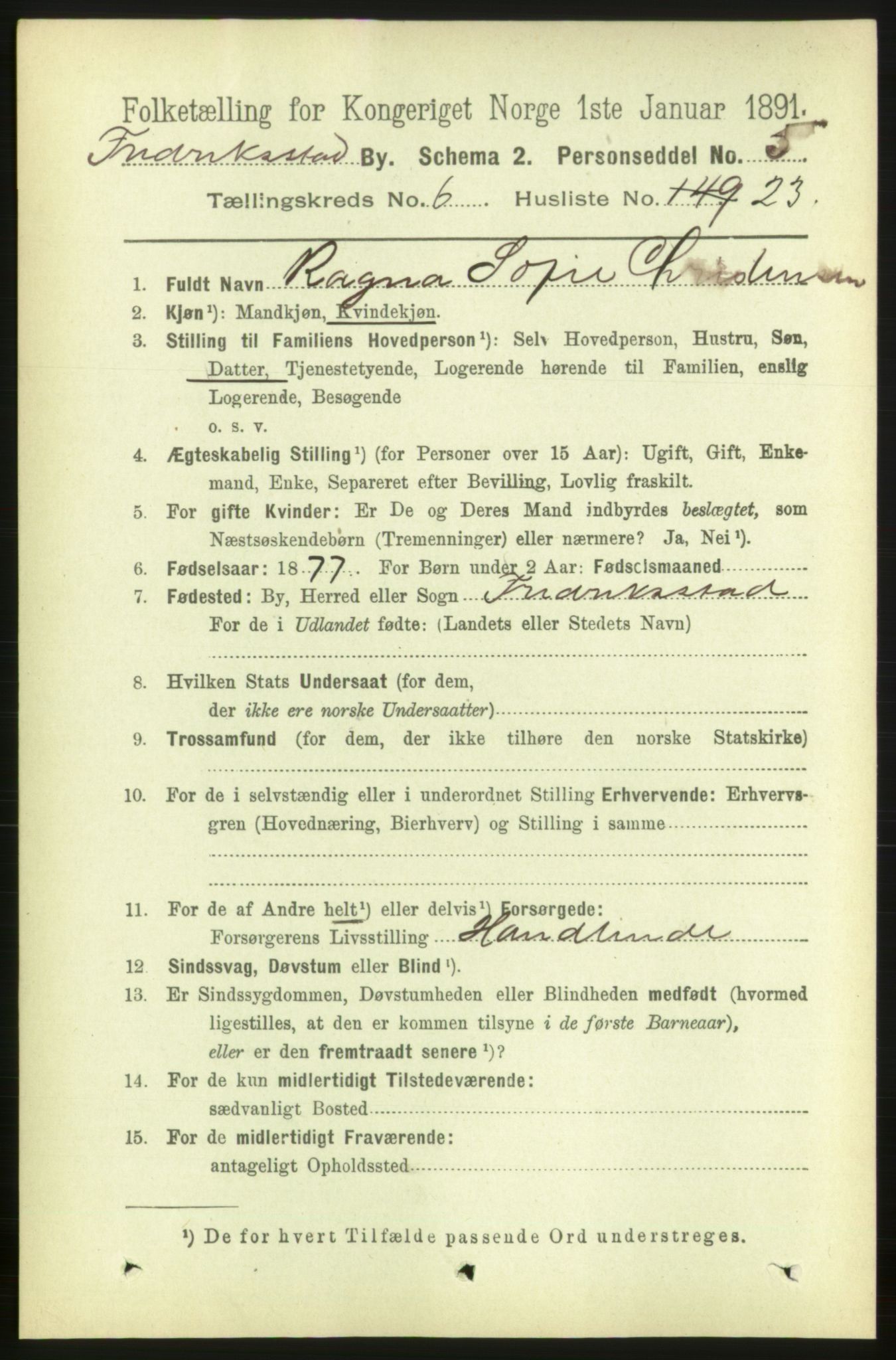 RA, 1891 census for 0103 Fredrikstad, 1891, p. 7841