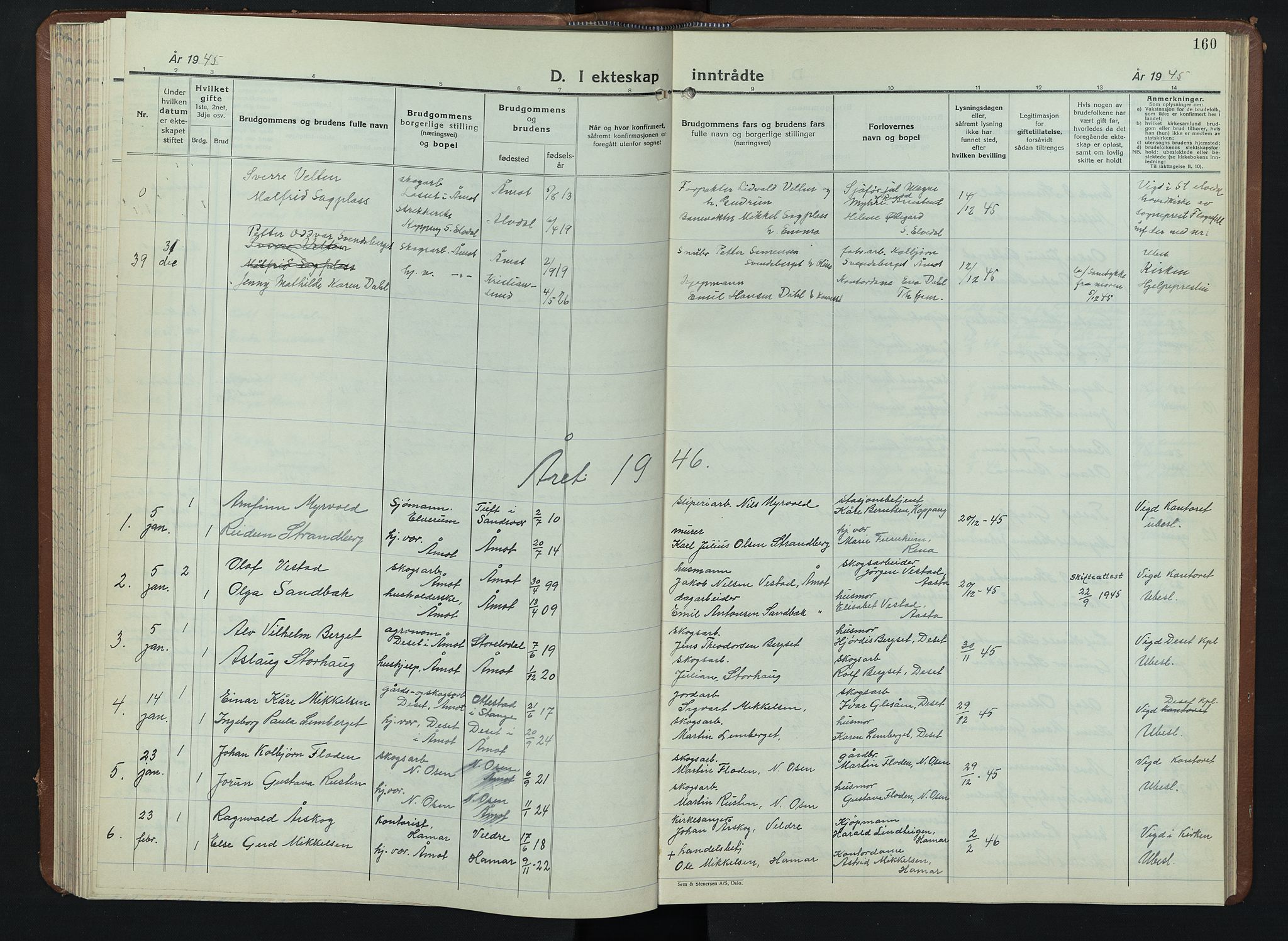 Åmot prestekontor, Hedmark, SAH/PREST-056/H/Ha/Hab/L0008: Parish register (copy) no. 8, 1938-1947, p. 160