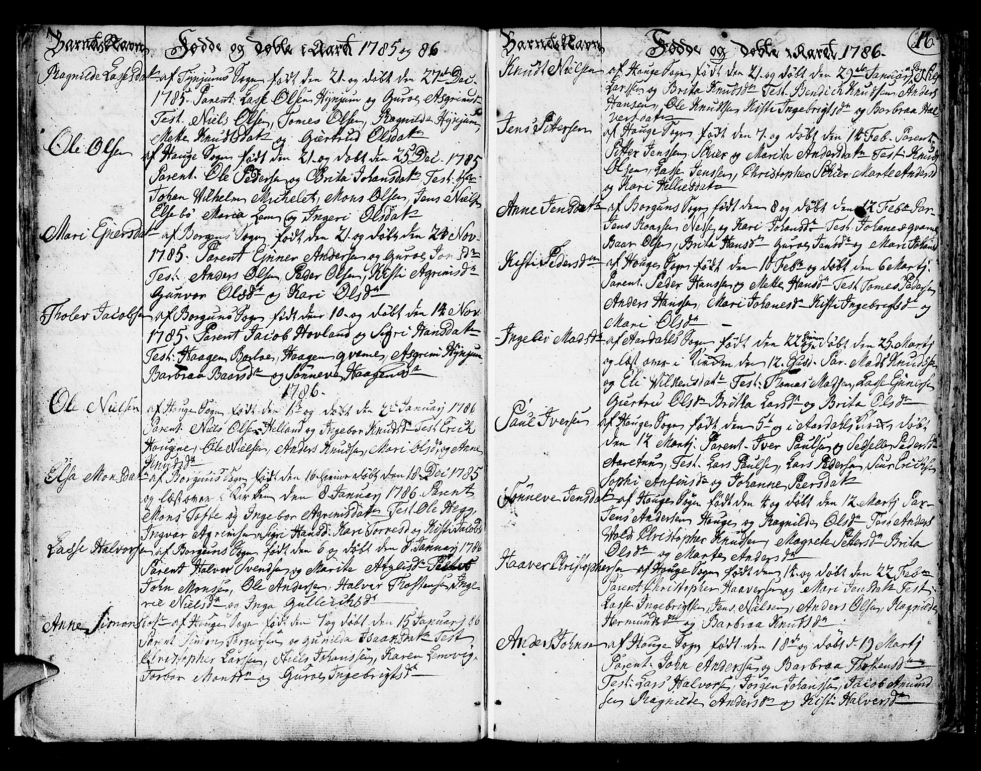 Lærdal sokneprestembete, AV/SAB-A-81201: Parish register (official) no. A 3, 1783-1804, p. 16