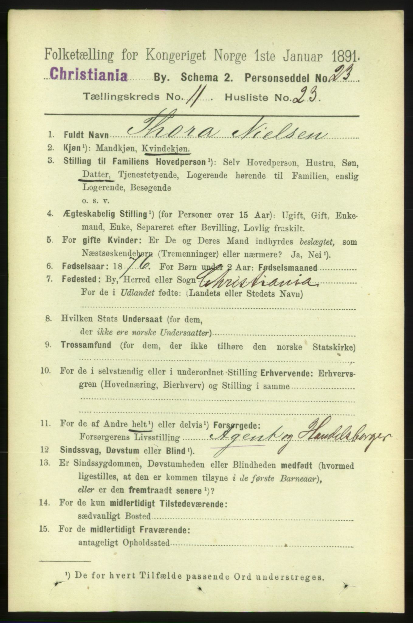 RA, 1891 census for 0301 Kristiania, 1891, p. 5252