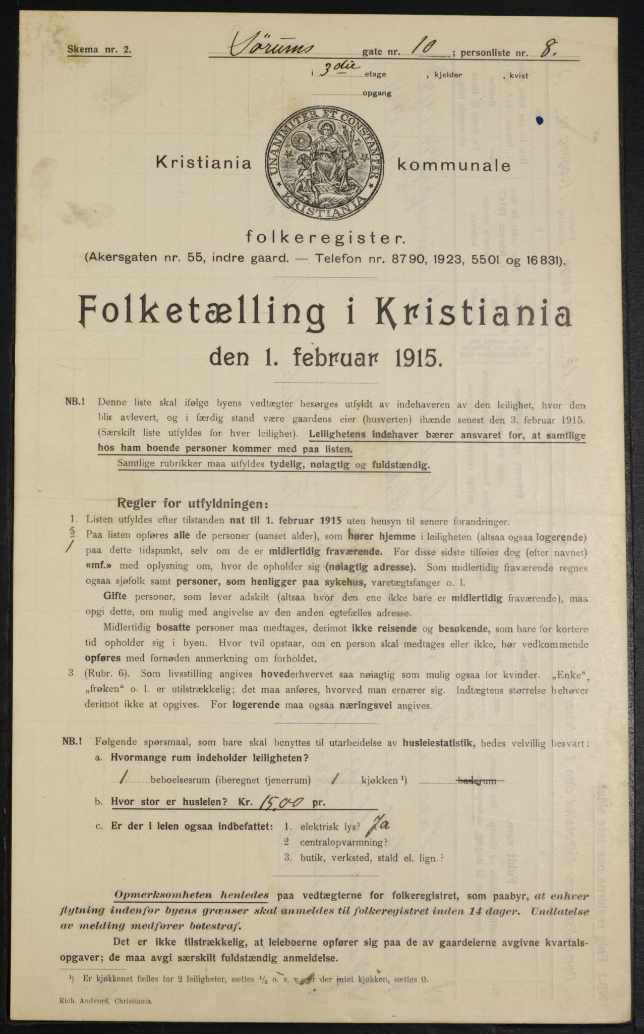 OBA, Municipal Census 1915 for Kristiania, 1915, p. 107278