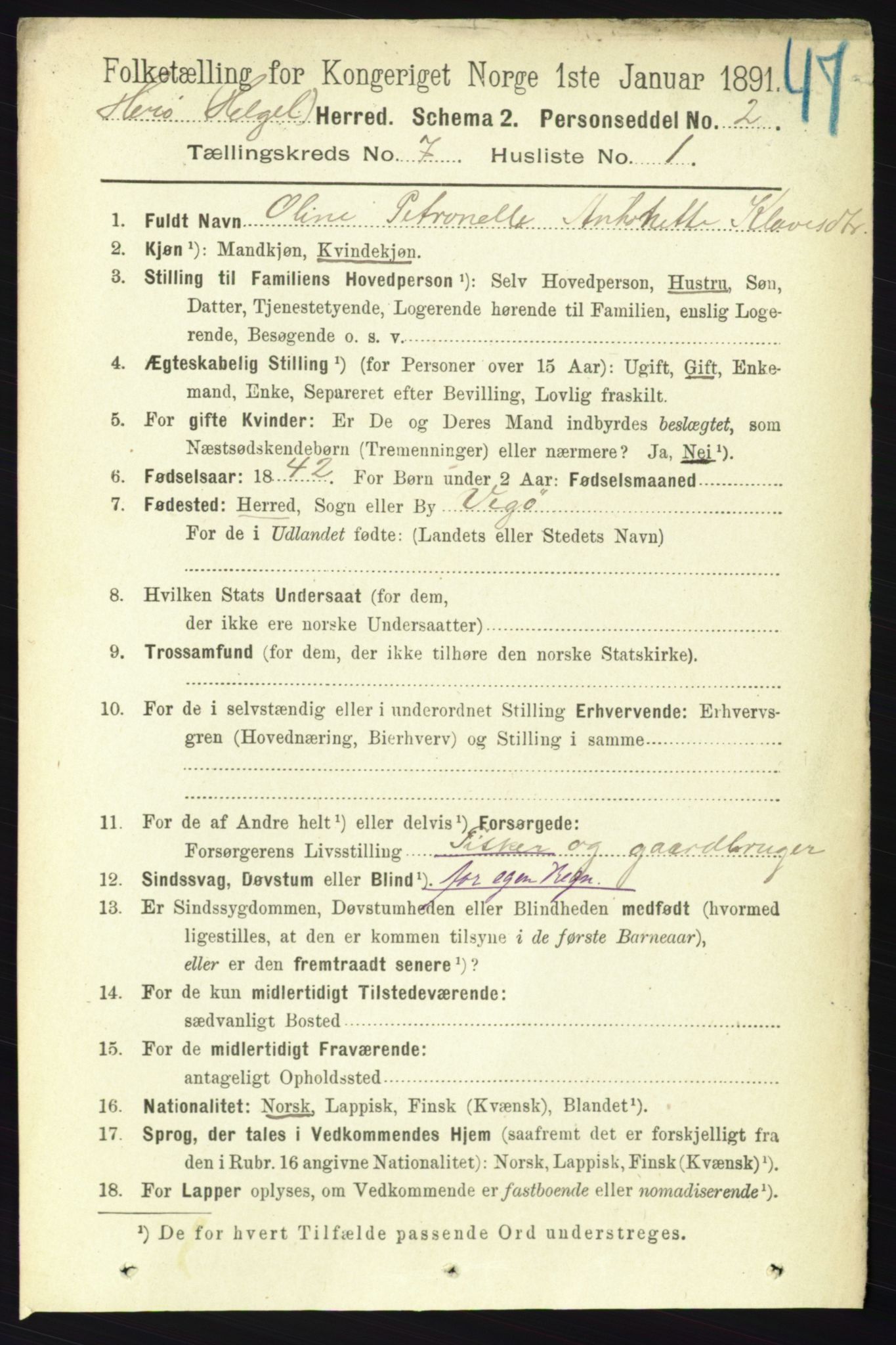 RA, 1891 census for 1818 Herøy, 1891, p. 2238