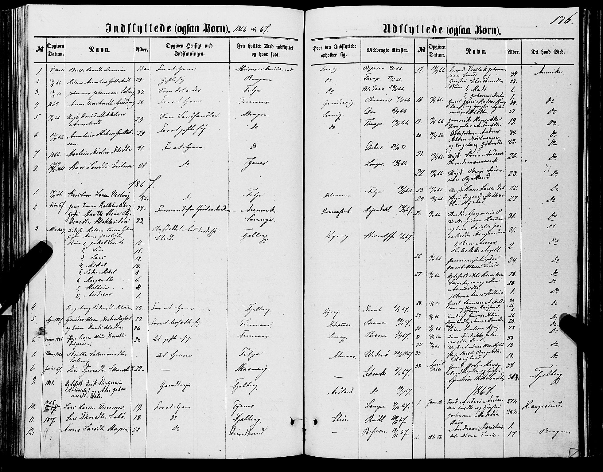 Stord sokneprestembete, SAB/A-78201/H/Haa: Parish register (official) no. B 1, 1862-1877, p. 176