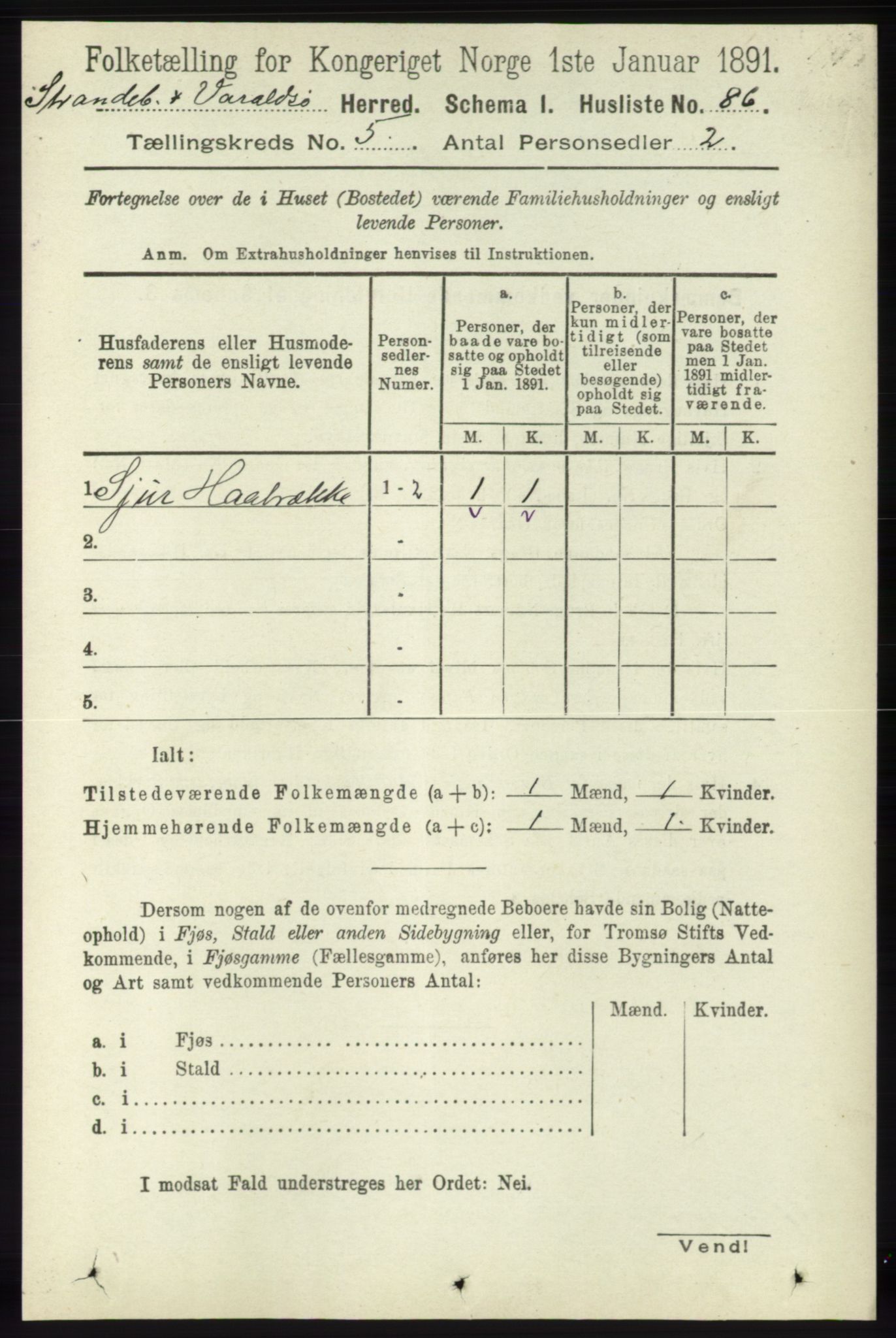 RA, 1891 census for 1226 Strandebarm og Varaldsøy, 1891, p. 1877