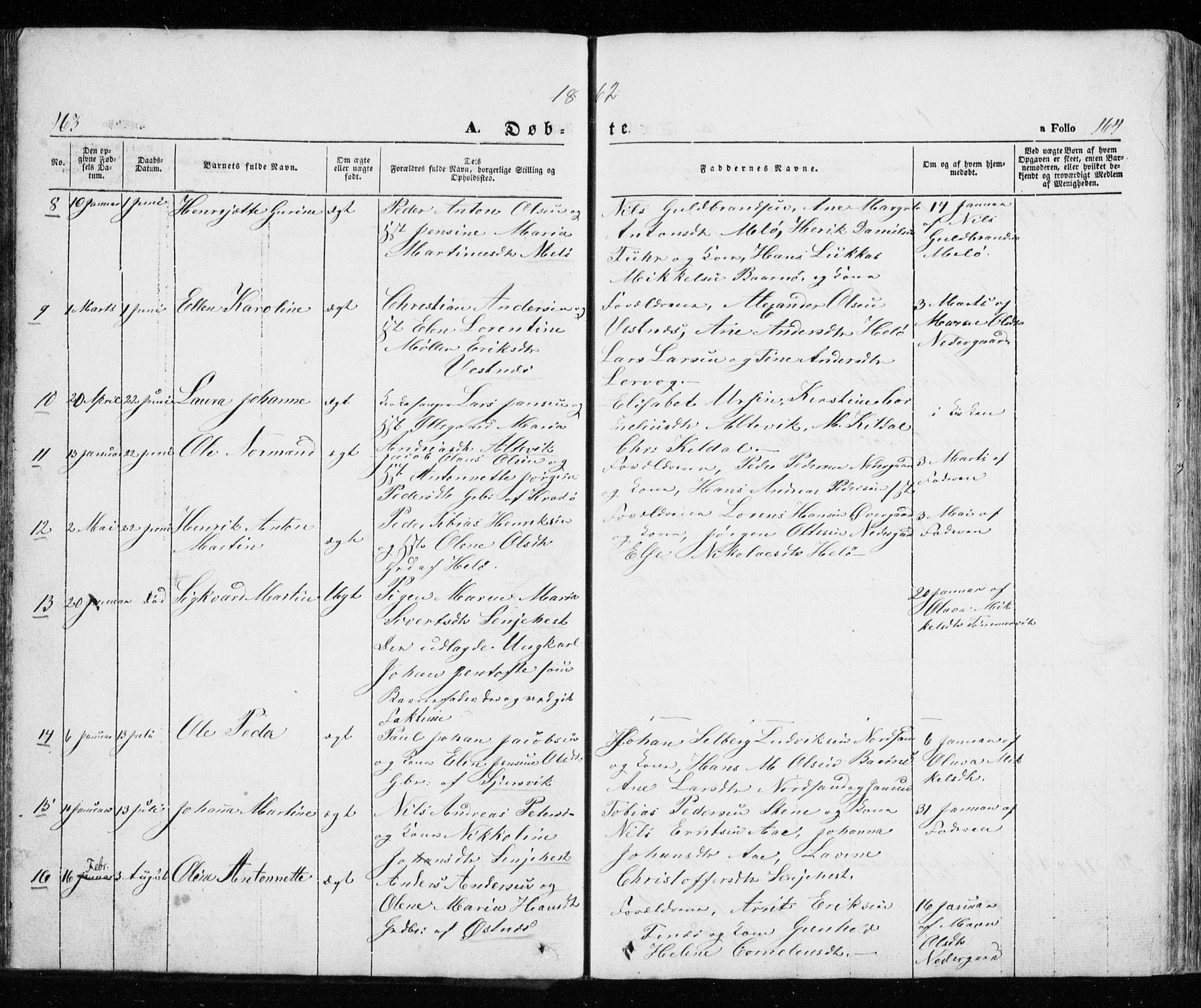 Trondenes sokneprestkontor, SATØ/S-1319/H/Ha/L0010kirke: Parish register (official) no. 10, 1840-1865, p. 163-164