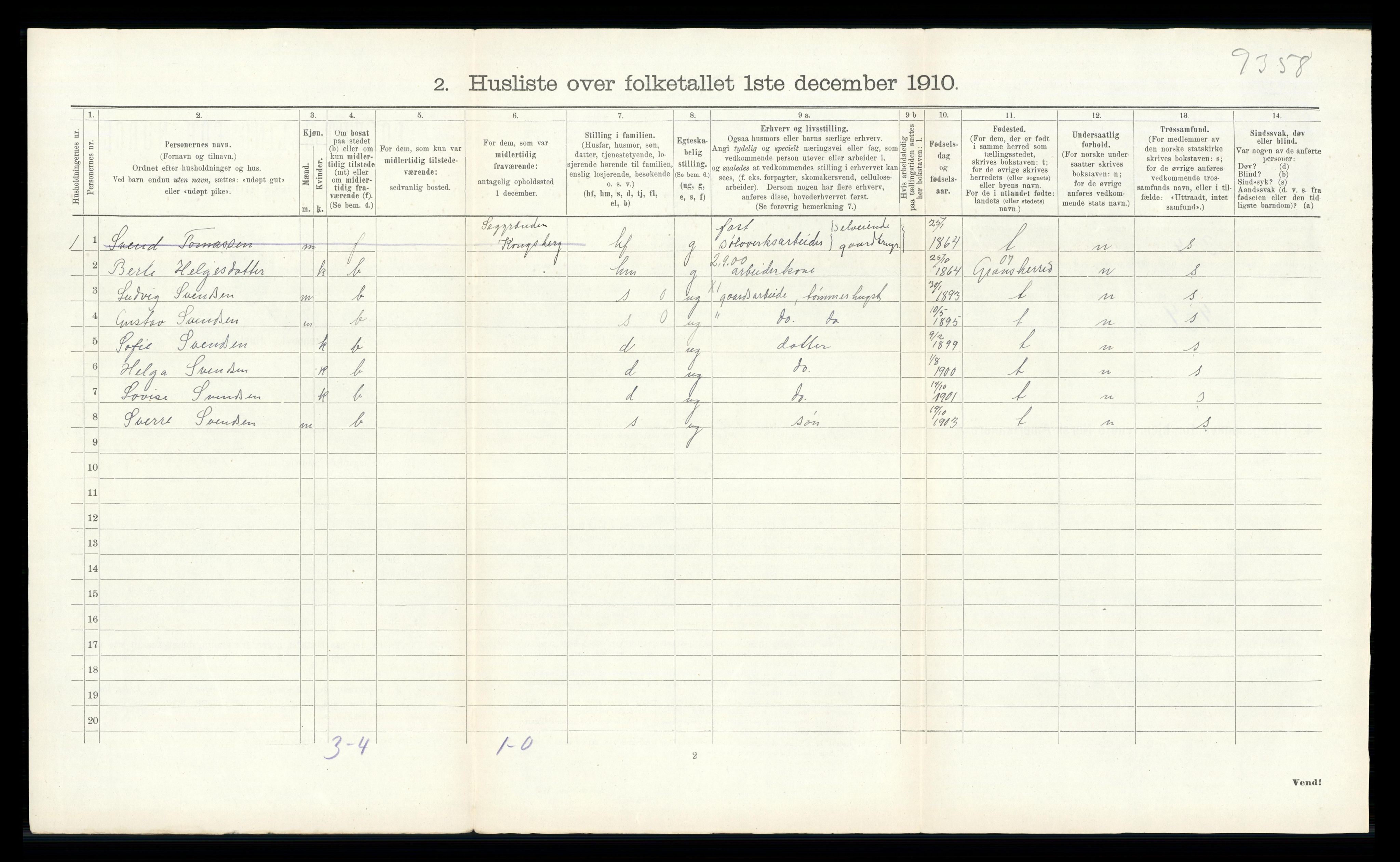 RA, 1910 census for Øvre Sandsvær, 1910, p. 828