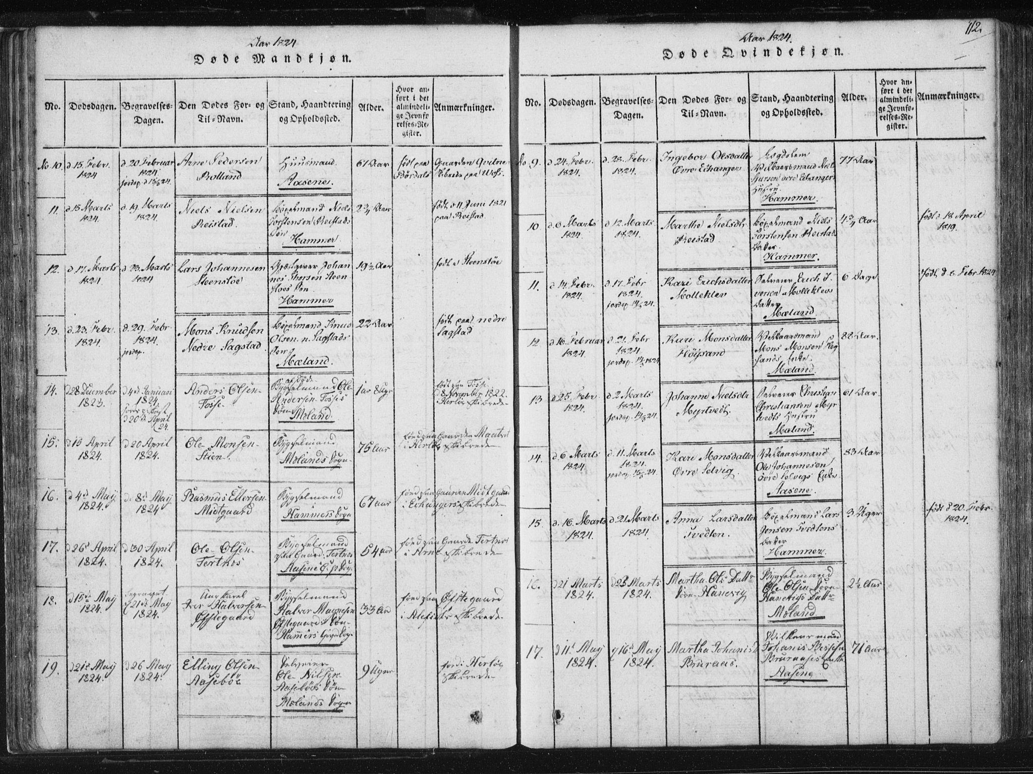 Hamre sokneprestembete, SAB/A-75501/H/Ha/Haa/Haaa/L0010: Parish register (official) no. A 10, 1816-1826, p. 112