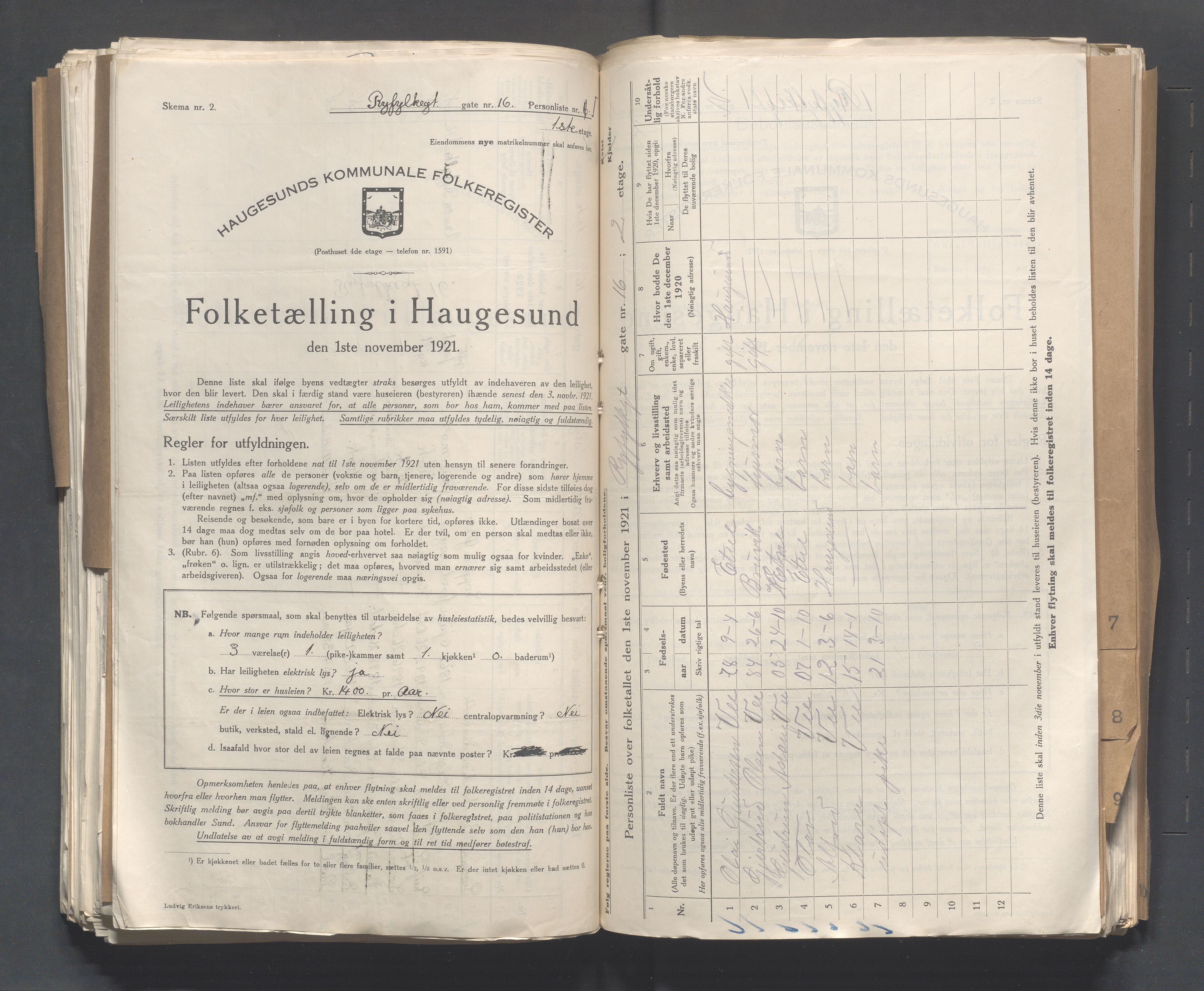 IKAR, Local census 1.11.1921 for Haugesund, 1921, p. 3425